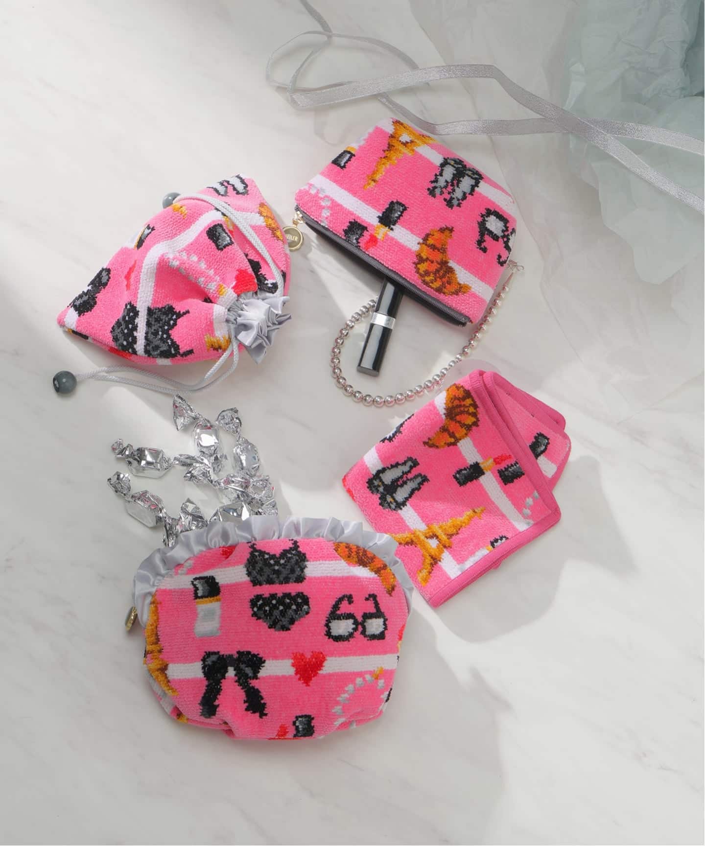 FEILER/フェイラー】別注 ROSE IENA フリルシェルポーチ（ポーチ