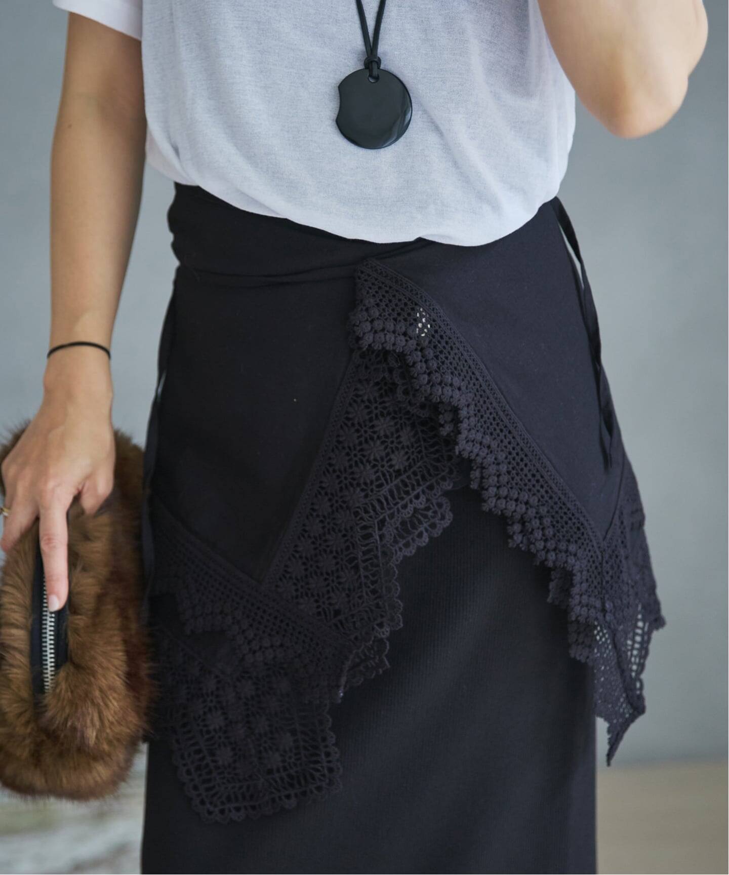 plage Cotton lace スカーフ　黒 Cotton lace スカーフ（スカーフ／バンダナ）｜Plage（プラージュ）の