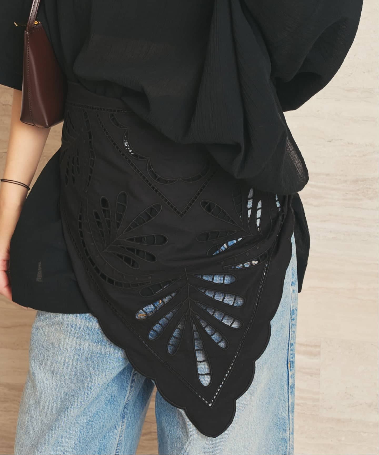 R’IAM EMBROIDALY スカーフ　ブラック R'IAM EMBROIDALY スカーフ（スカーフ／バンダナ）｜Plage（プラージュ
