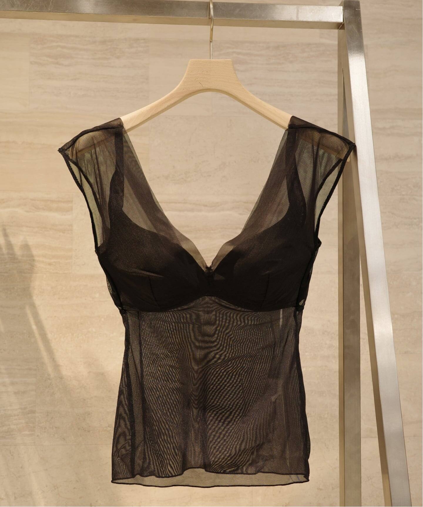 NICENICE MOMENT / ナイスナイスモーメント MESH FRENCH SL TOP