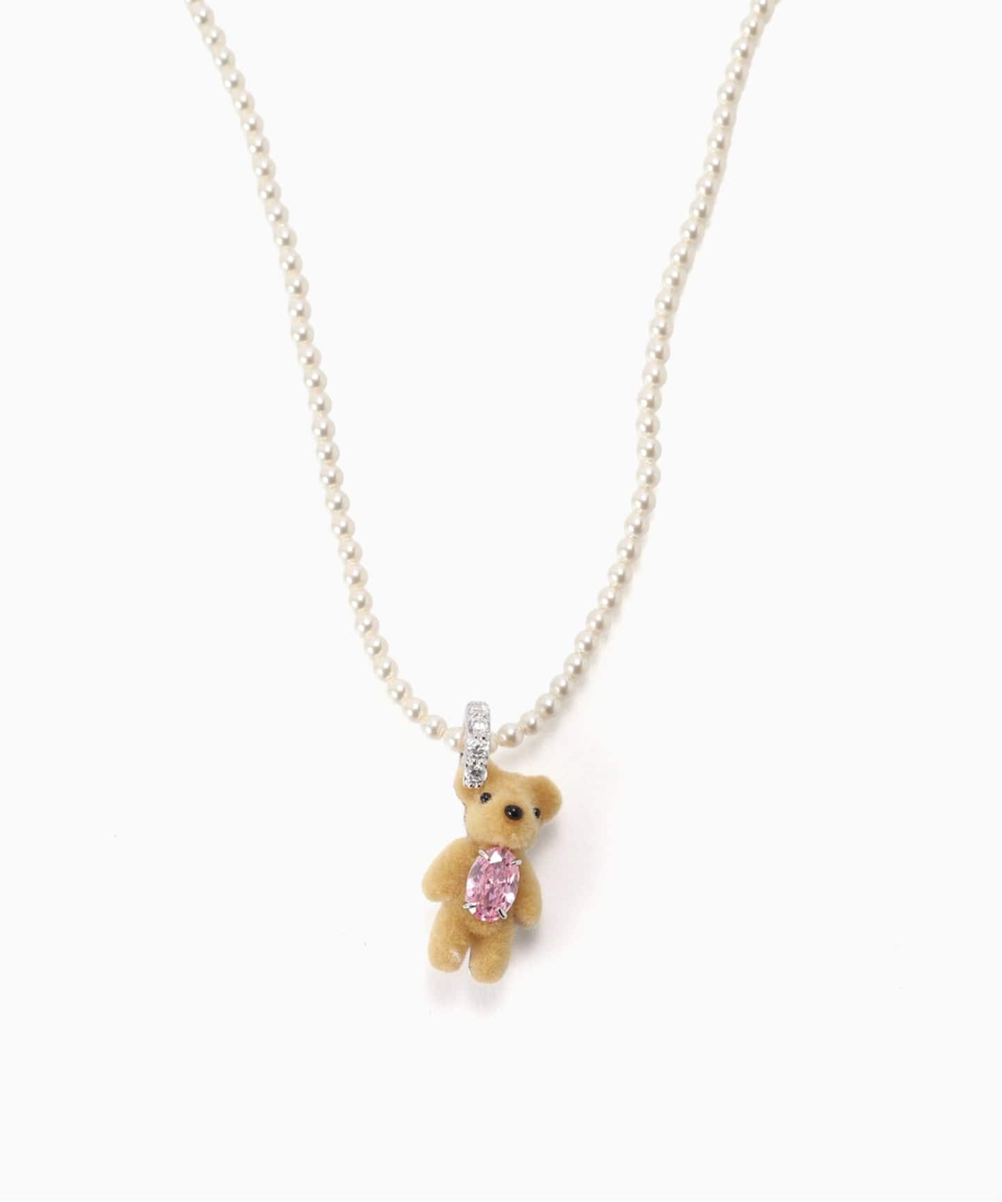 YVMIN Mini Flocked Bear Pearl Necklace（ネックレス）｜BOICE FROM