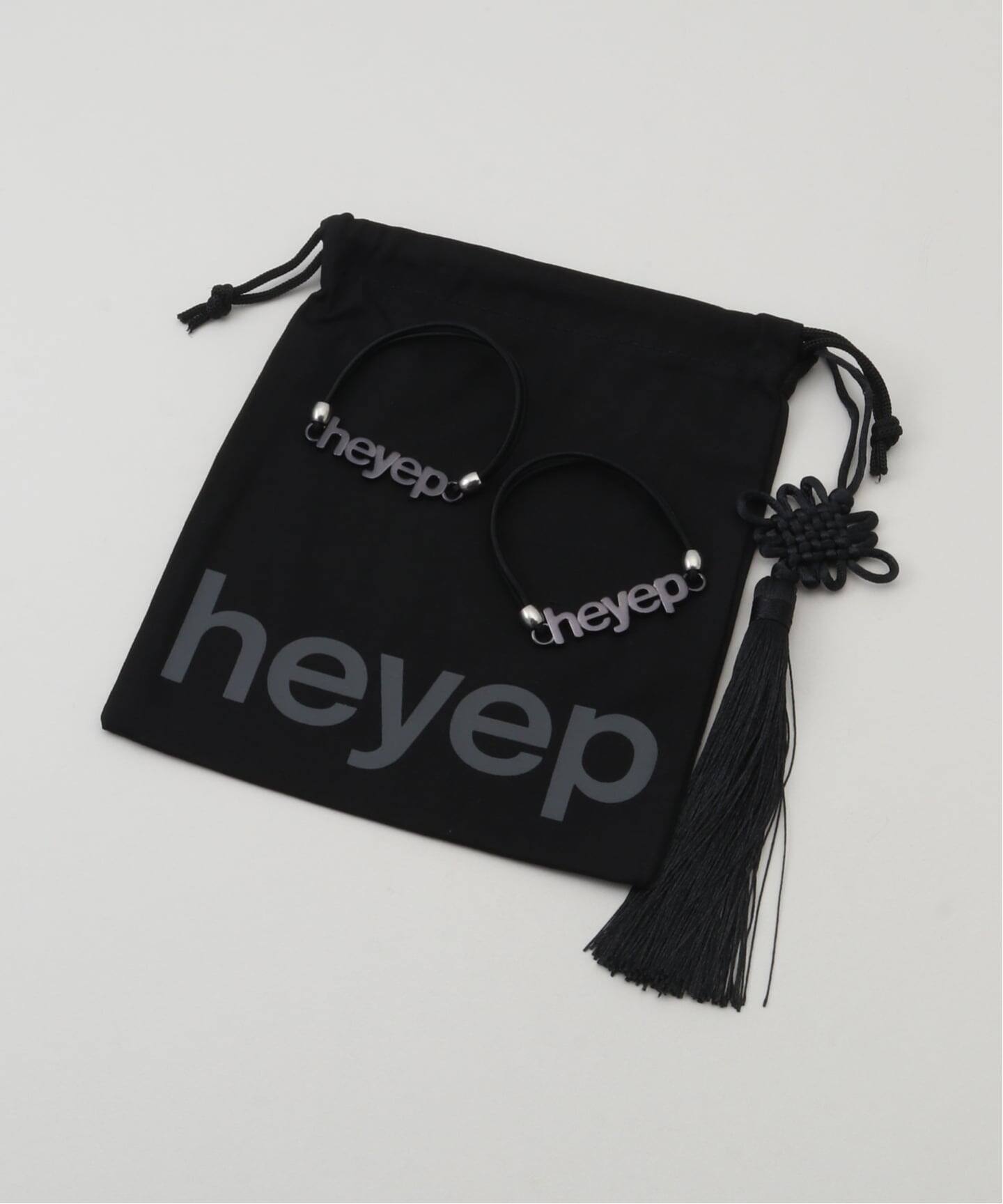 heyep ブラック ヘアアクセサリー ポーチ付き heyep heyep Logo Hair Ties (2-piece) hp07126（ヘアアクセサリー