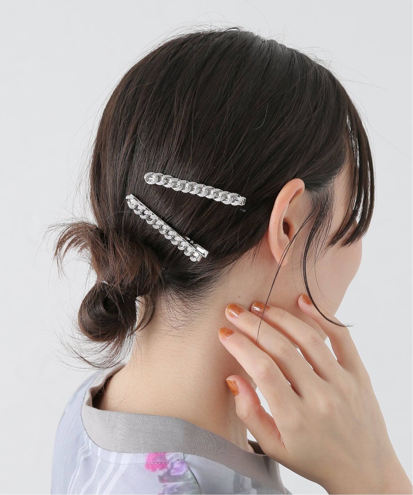 ヘアアクセサリー ei.champagne HEYEP Crystal ChainHair Clips (2-piece) hp06526（ヘアアクセサリー