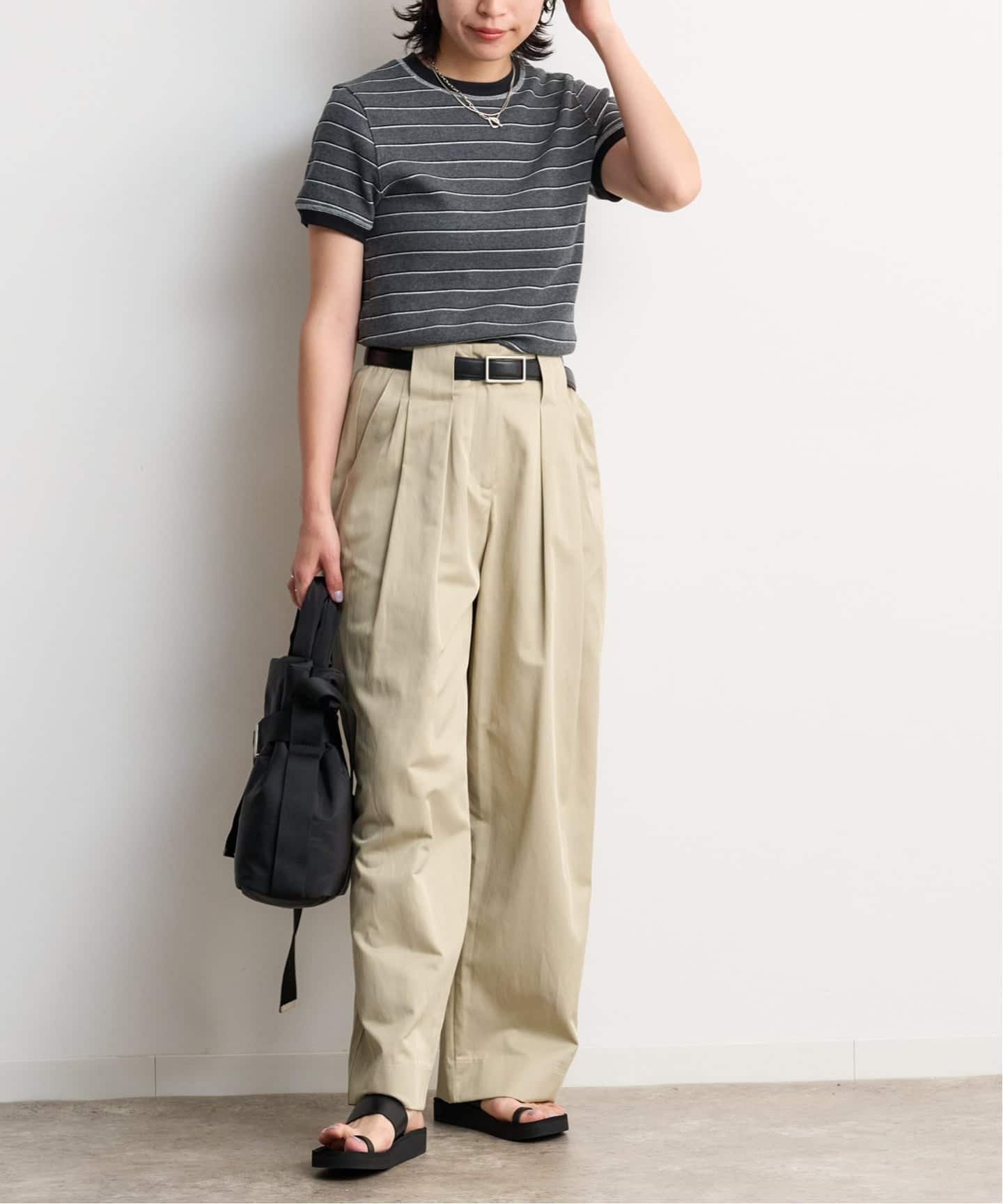 asana　TODAYFUL Border Ringer Teeグレー TODAYFUL Border Ringer Tee（Tシャツ／カットソー）｜BOICE FROM