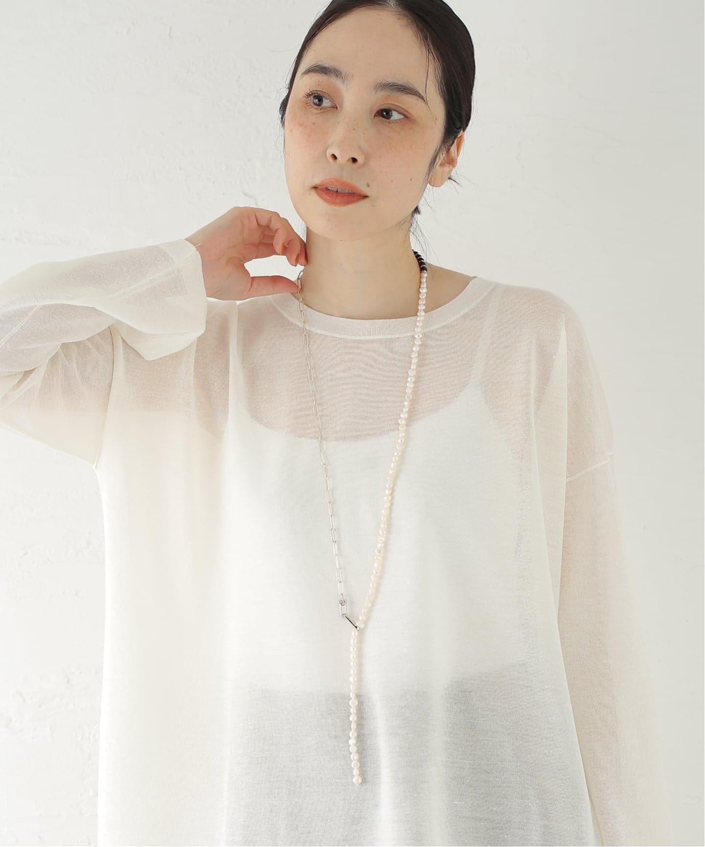 Spick and Span【EO / イオ】 パールネックレス EO / イオ Pearl&PC Chain Lariat Necklace with O（ネックレス