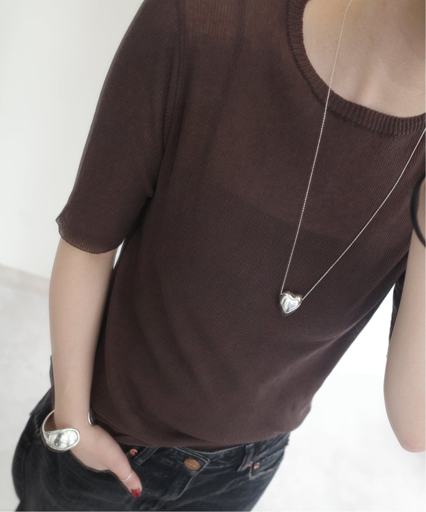追加3》BASENOTES / ベースノート 65cm tiny chain heart NC BN-H006