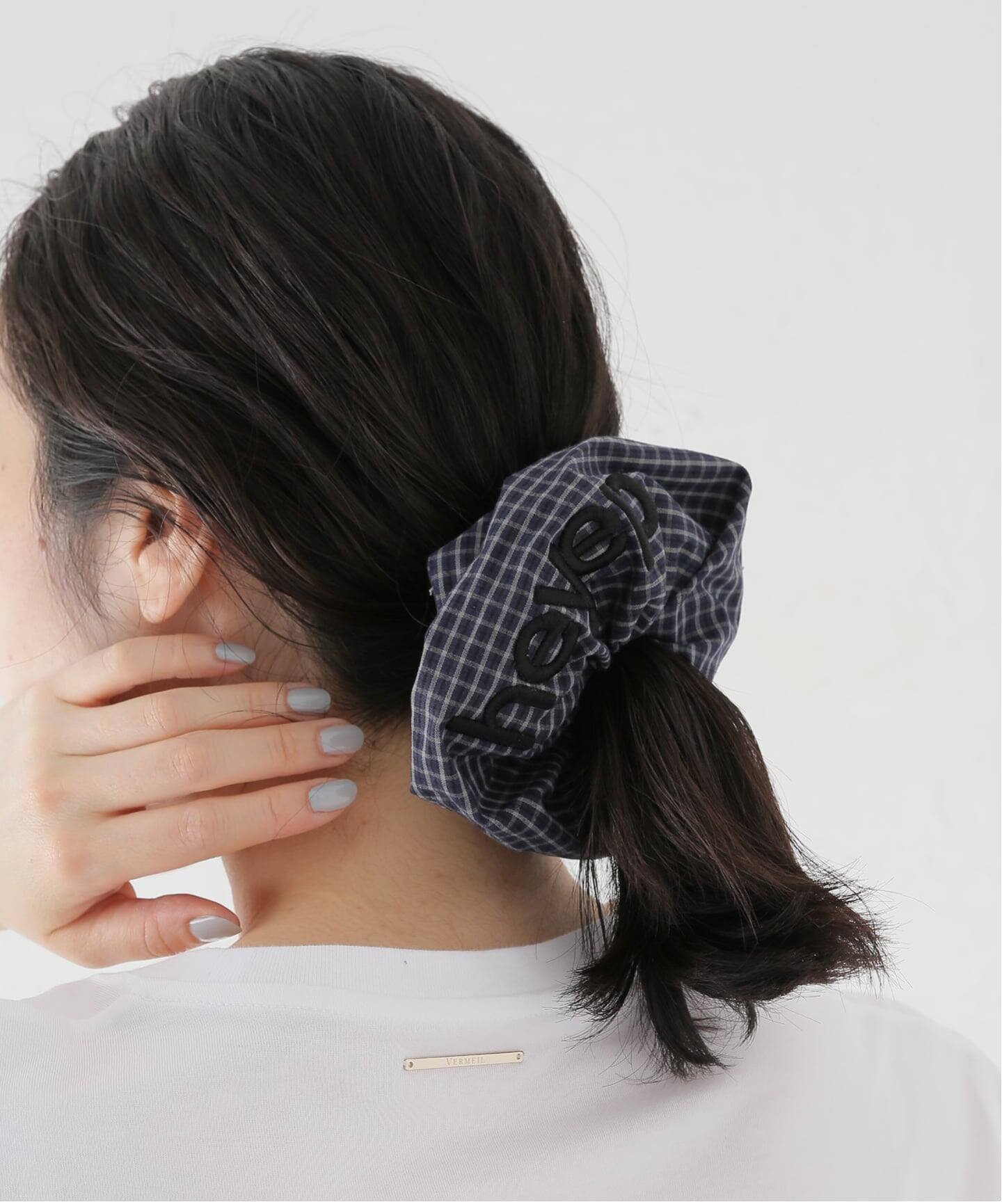 heyep/ヘイップ Pajama Check Logo Scrunchie（ヘアアクセサリー