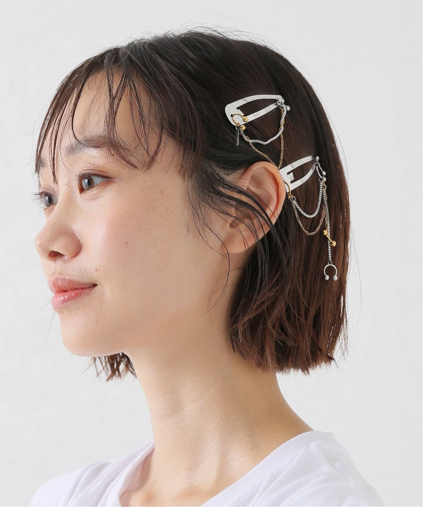 heyep / ヘイップ Pierced Chain Hair Clip 2piece（ヘアアクセサリー