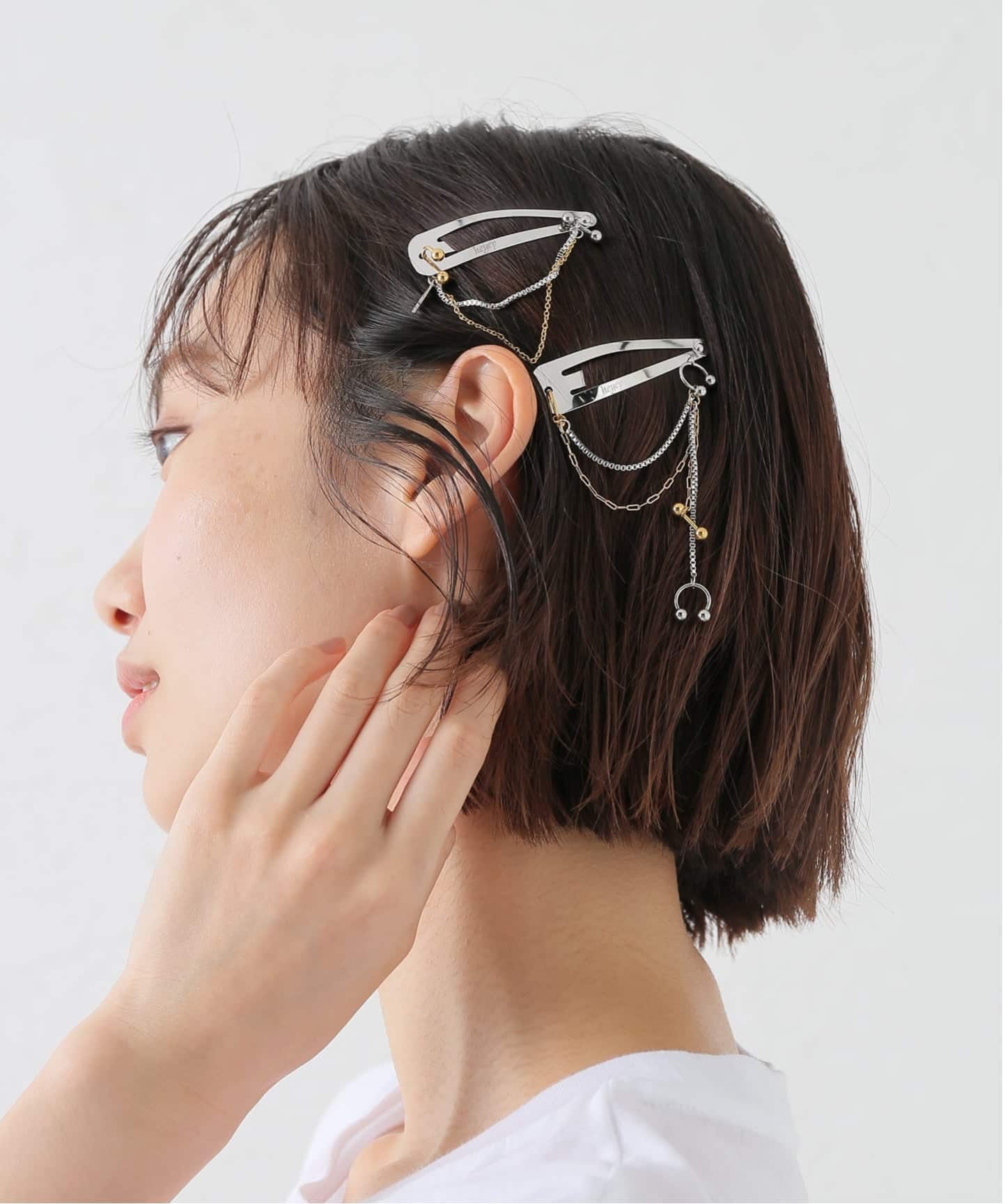 heyep / ヘイップ Pierced Chain Hair Clip 2piece（ヘアアクセサリー