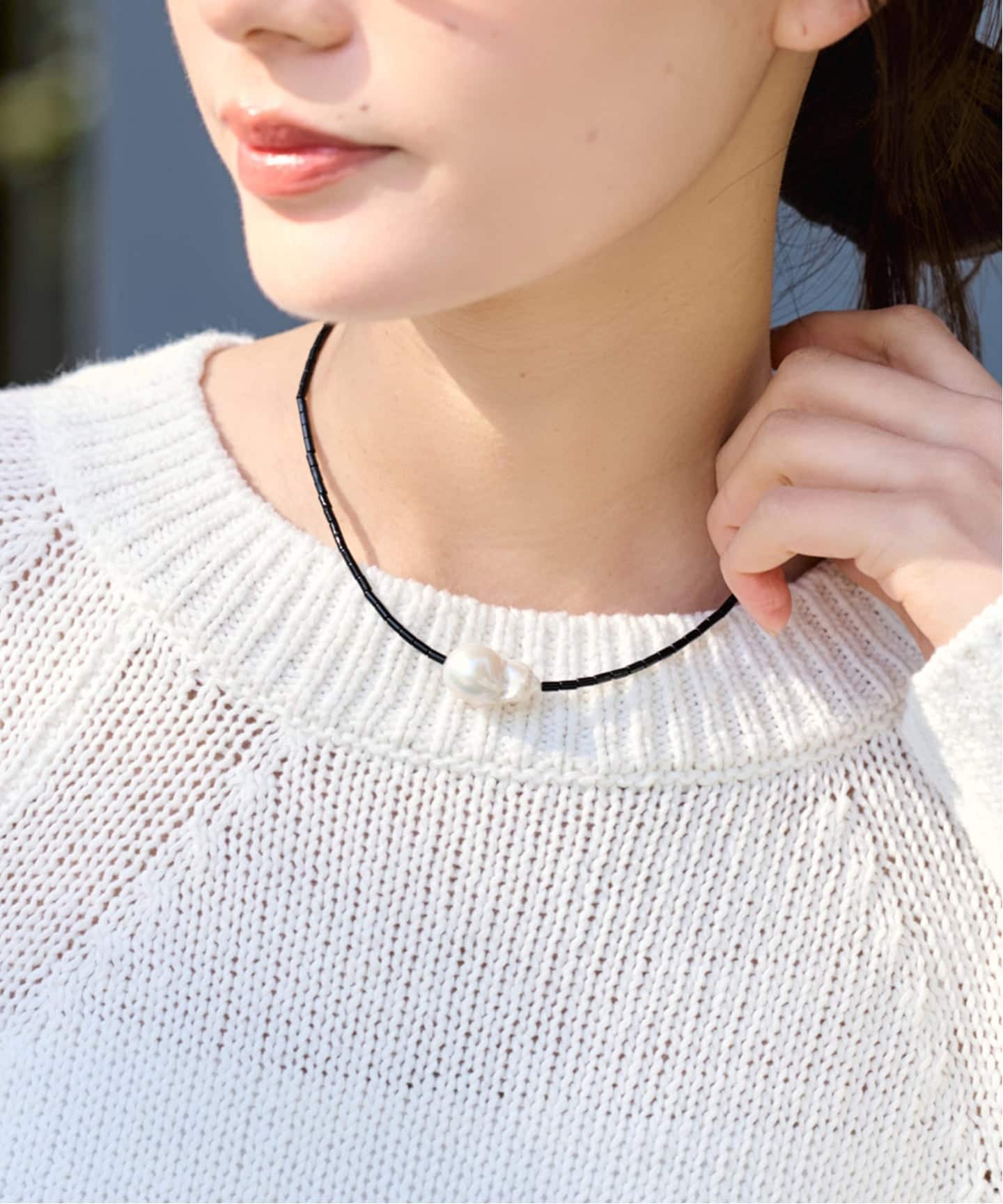PREEK/プリーク Baroque pearl stone line choker ネックレス