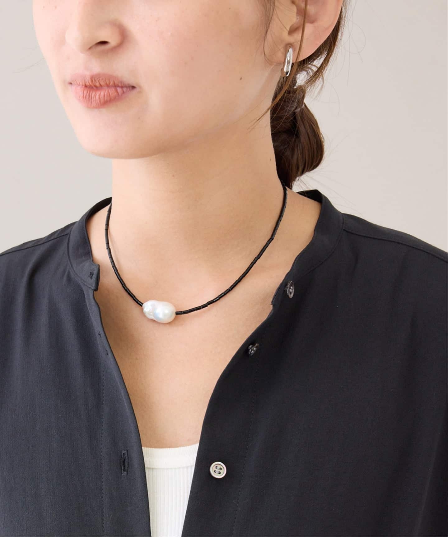 PREEK/プリーク Baroque pearl stone line choker ネックレス
