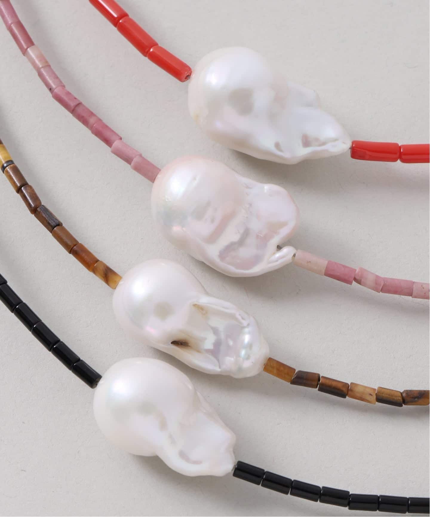 PREEK/プリーク Baroque pearl stone line choker ネックレス