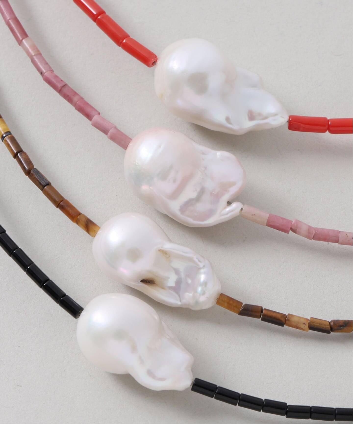 PREEK/プリーク Baroque pearl stone line choker ネックレス 