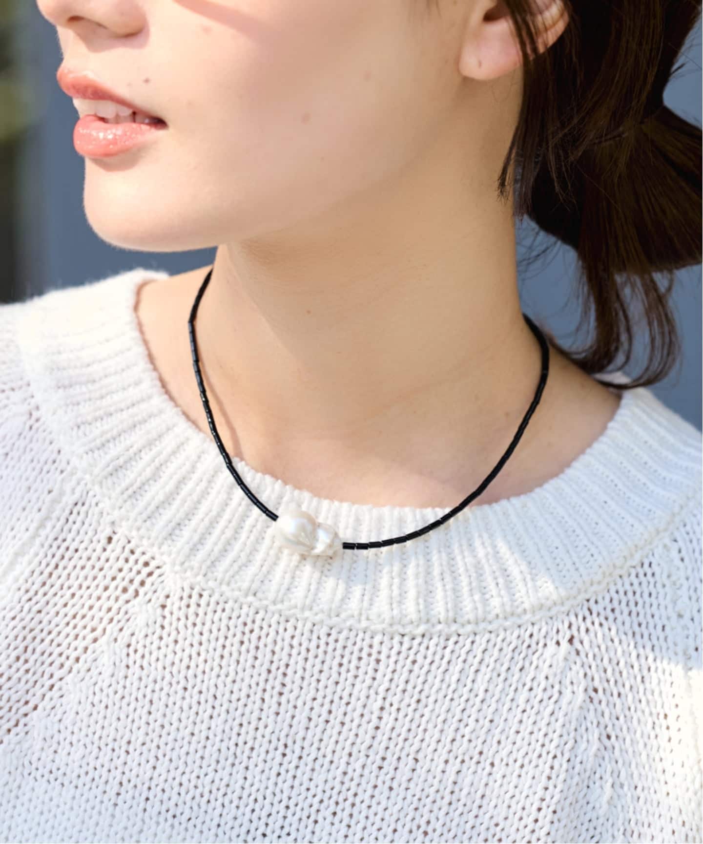 ≪予約≫PREEK/プリーク Baroque pearl stone line choker ネックレス
