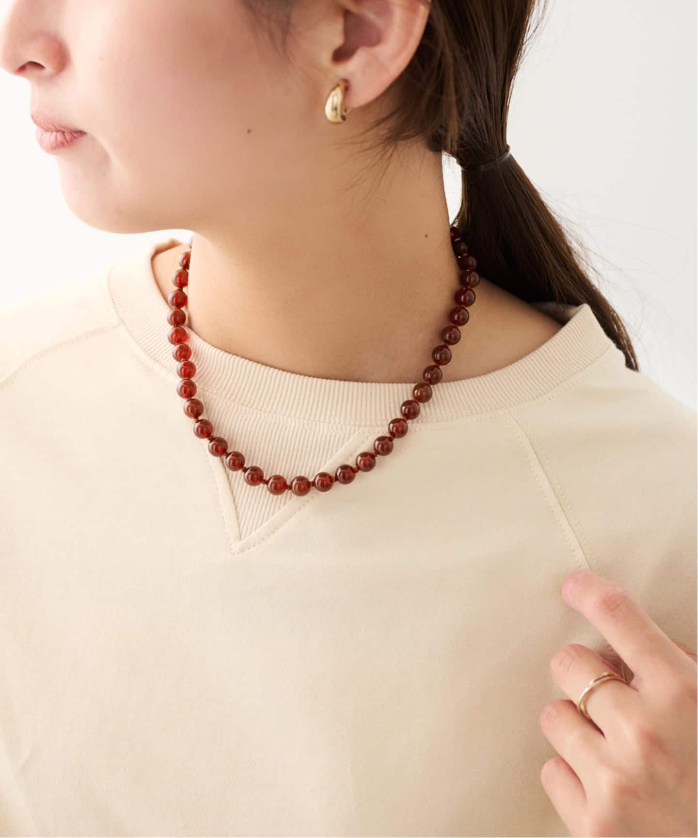 ≪追加予約≫OCUCCI/オクチ 別注STONE8mm 43CM CHOKER RED AGATE