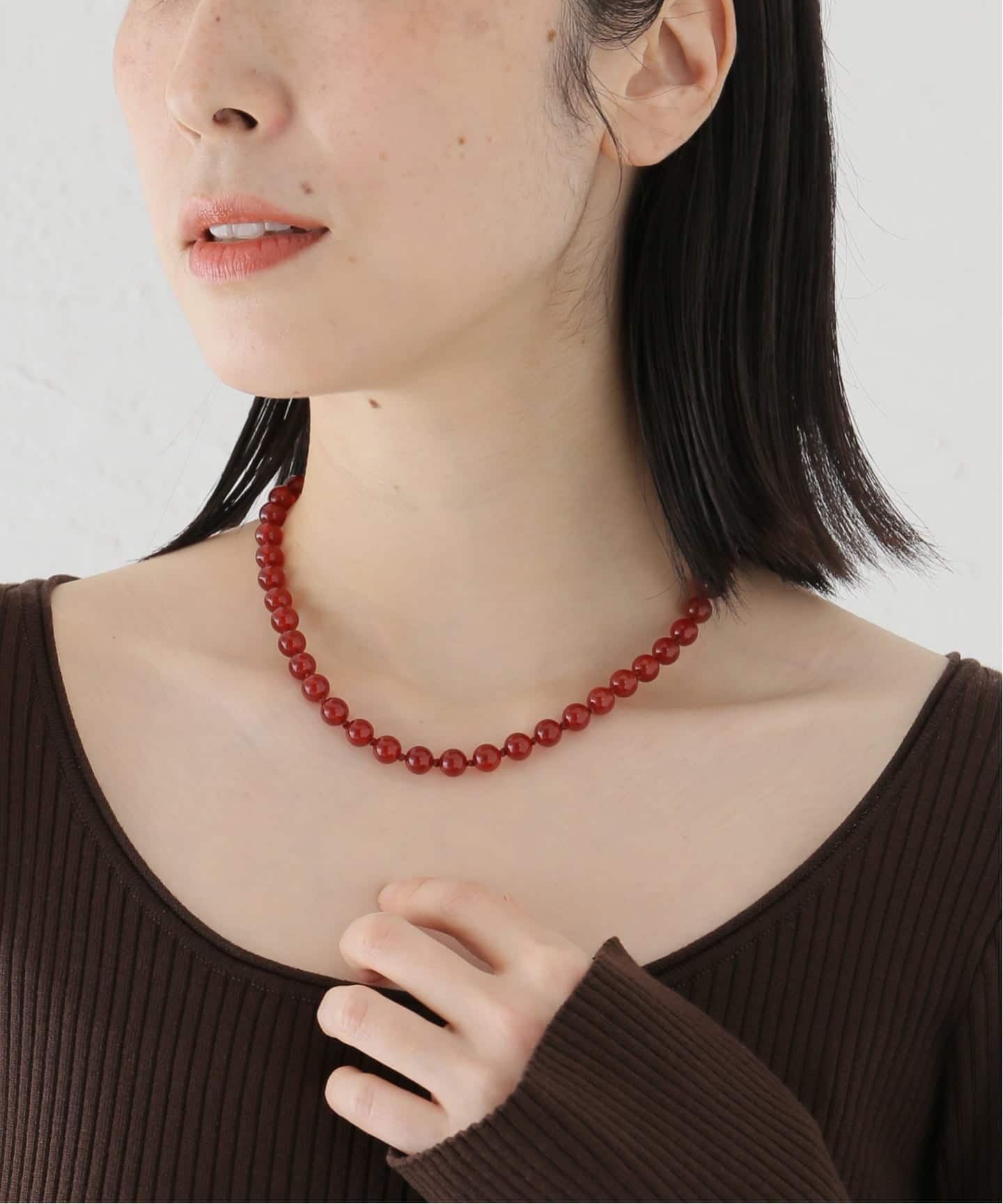≪追加予約≫OCUCCI/オクチ 別注STONE8mm 43CM CHOKER RED AGATE