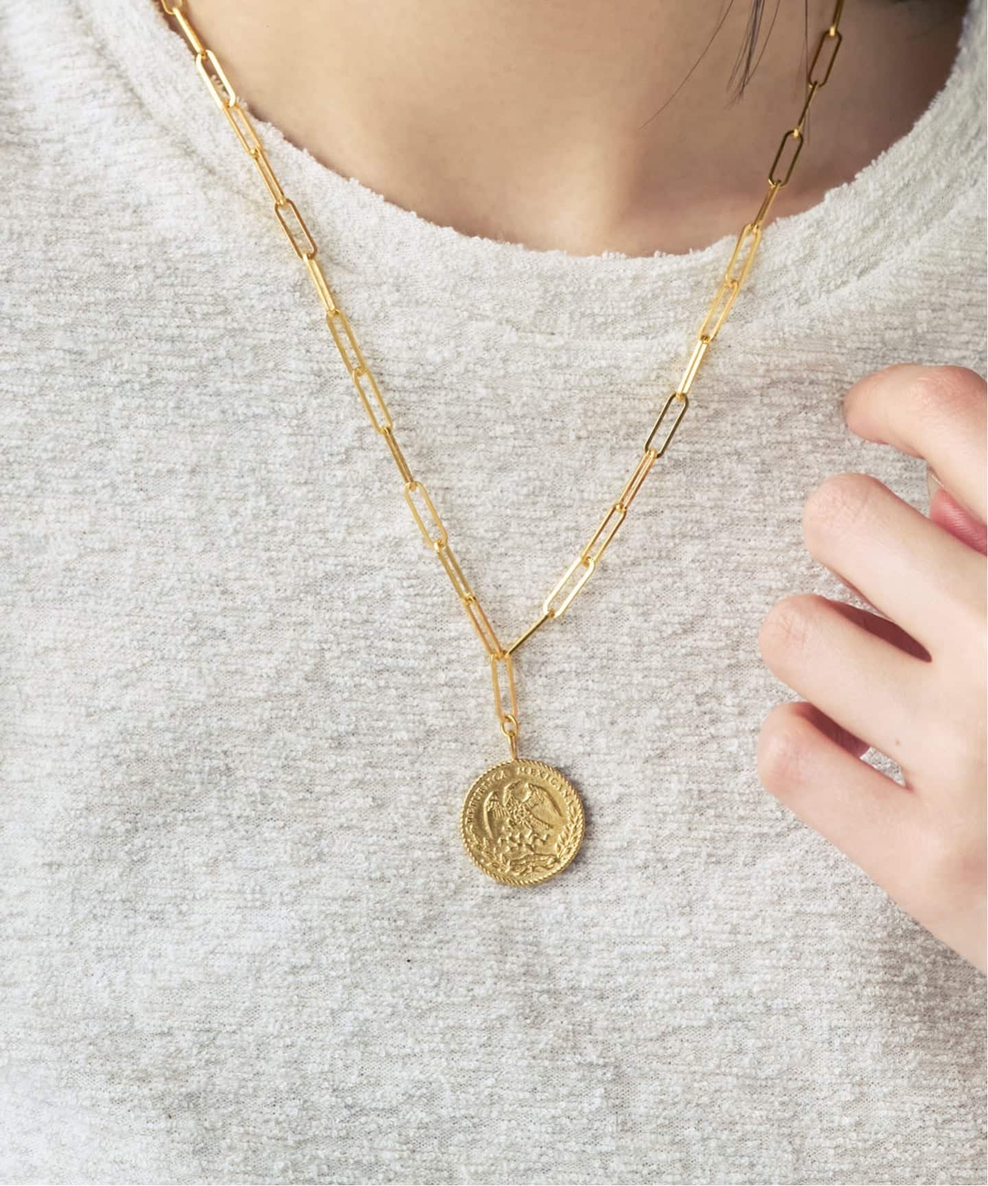 chibi jewels/チビジュエルズ rectangle chain Mex Coin Necklace
