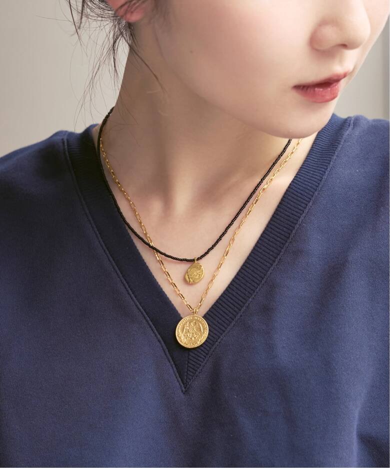 chibi jewels/チビジュエルズ mini rectangle chain Mex Coin necklace 
