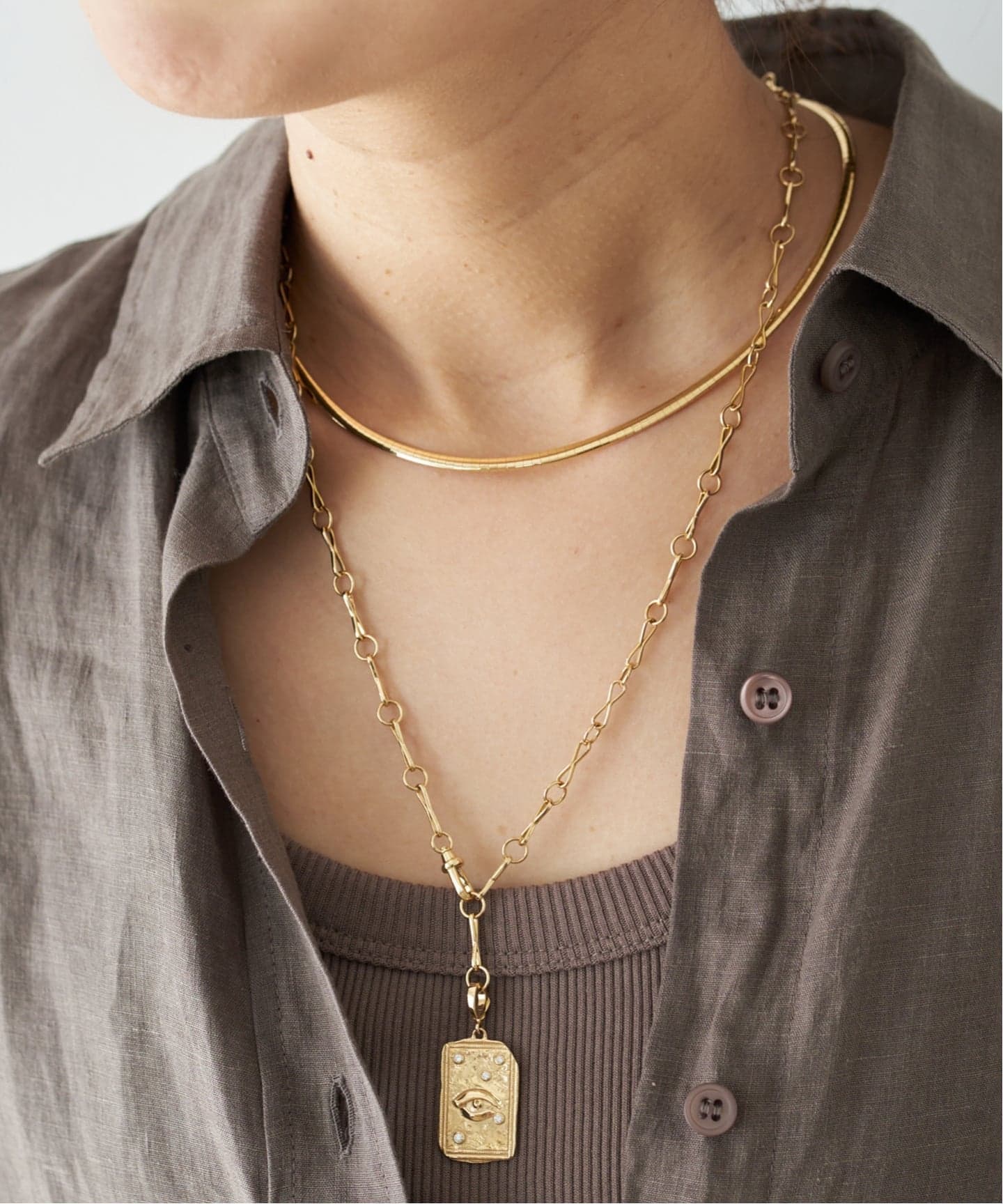 AZLEE/アズリー】LARGE MOTIF CHAIN LARIAT 22（ネックレス