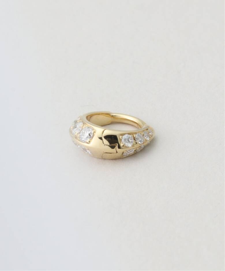 LIZZIE MANDLER/リジーマンドラー】PAVE CRESCENT HOOP 6.5（ピアス 