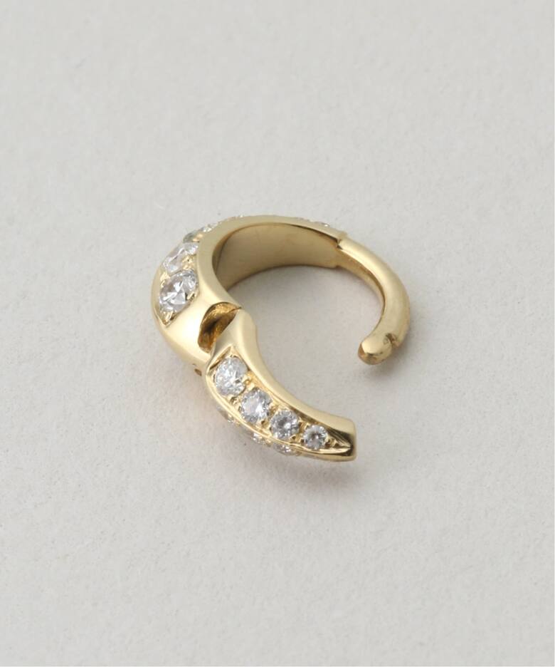 LIZZIE MANDLER/リジーマンドラー】PAVE CRESCENT HOOP 6.5（ピアス 