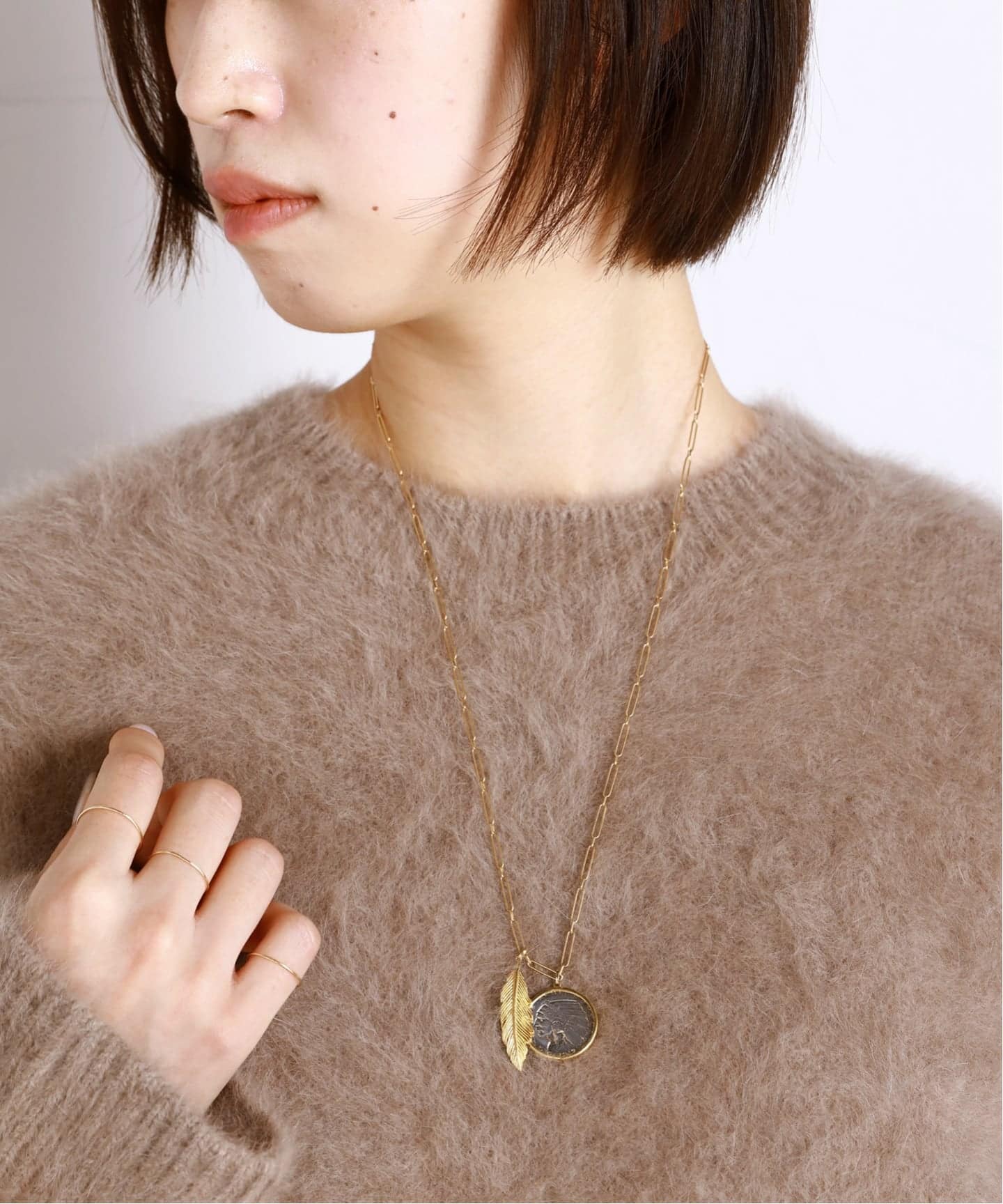 GIGI/ジジ】EXCLUSIVE Necklace mix coin×feather（ネックレス）｜AP