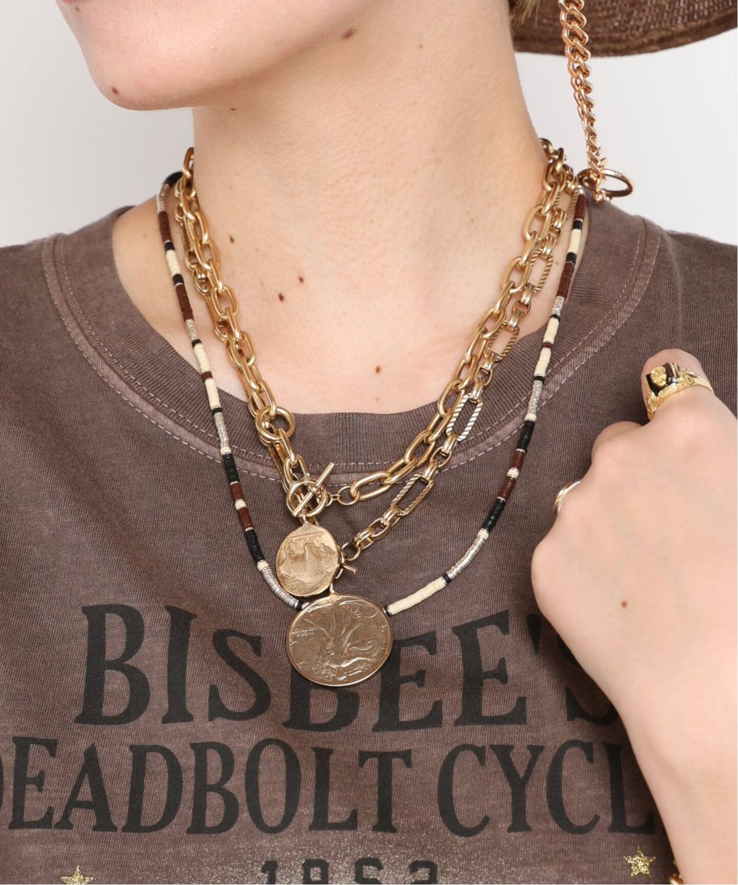 【mii】JANIS SAVITT デザインチェーンネックレス JANIS SAVITT/ジャニス・サビット】Design chain coin Necklace