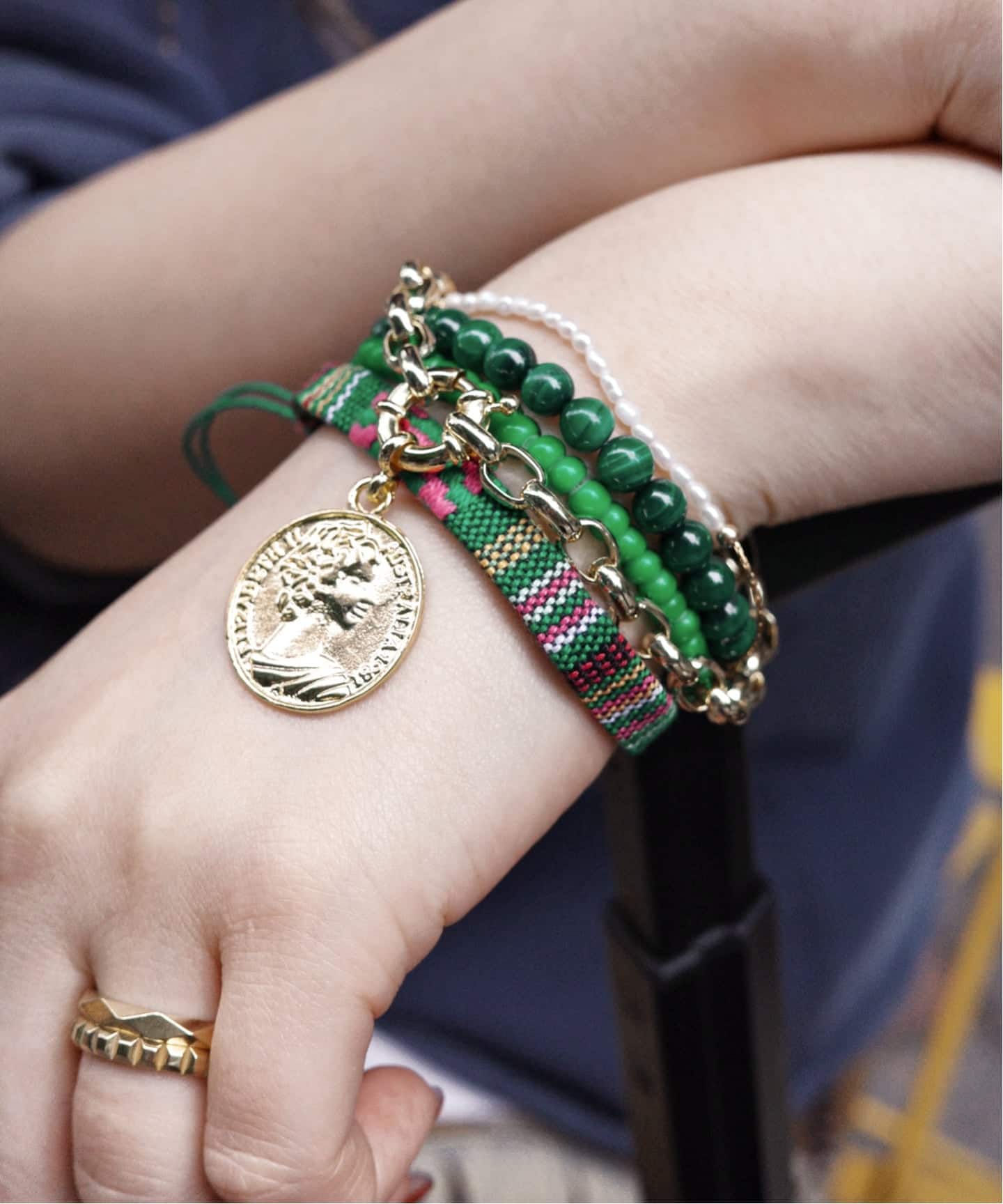 SHASHI/シャシ】別注Custom Bracelet 3 Green（ブレスレット・バングル