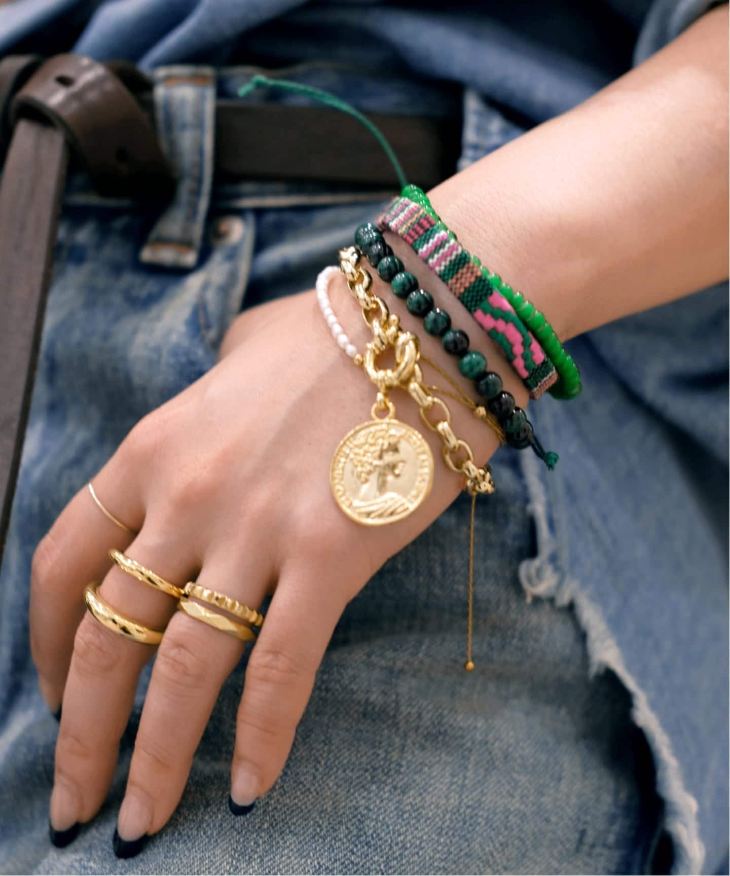 SHASHI/シャシ】別注Custom Bracelet 3 Green（ブレスレット・バングル