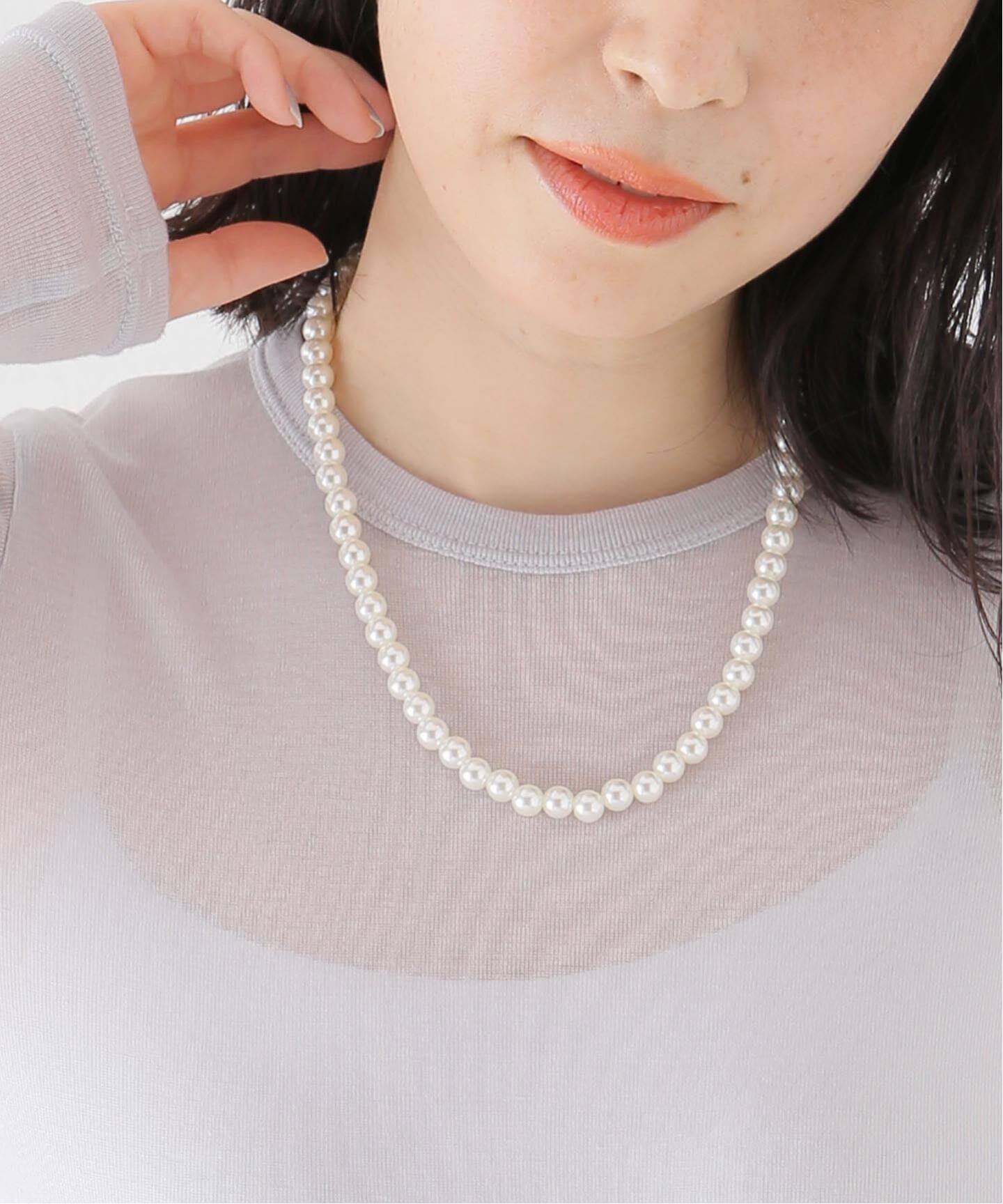 期間限定出品 パールネックレス 約40.5cm 大粒パールネックレス（ネックレス）｜B.C STOCK（ベーセーストック