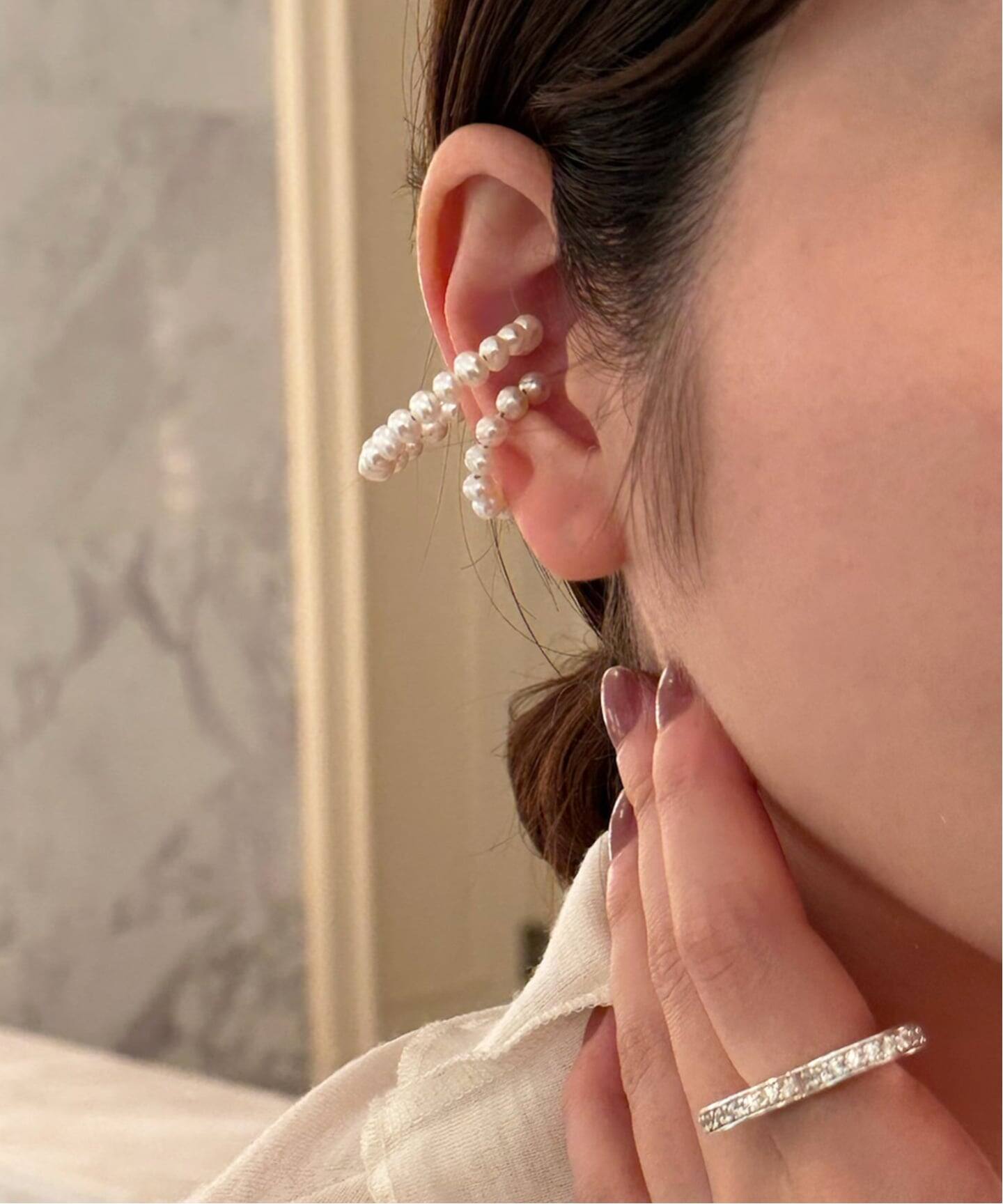 SASKIA DIEZ/サスキア ディツ】PEARL EARCUFF DOUBLE（イヤーカフ 