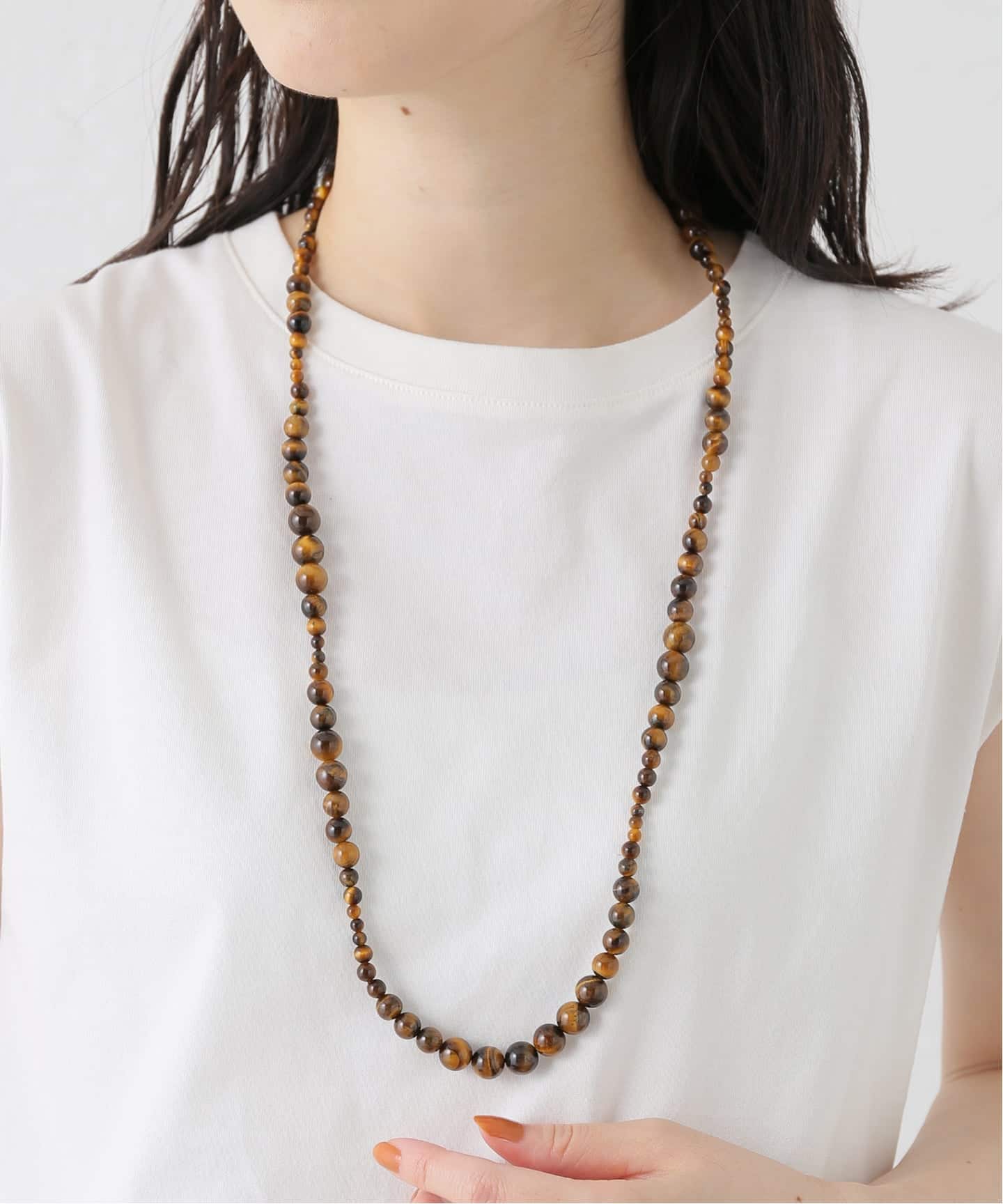 BARBORA / バルボラ LUNAR LONG NECKLACE IN TIGER EYE ネックレス