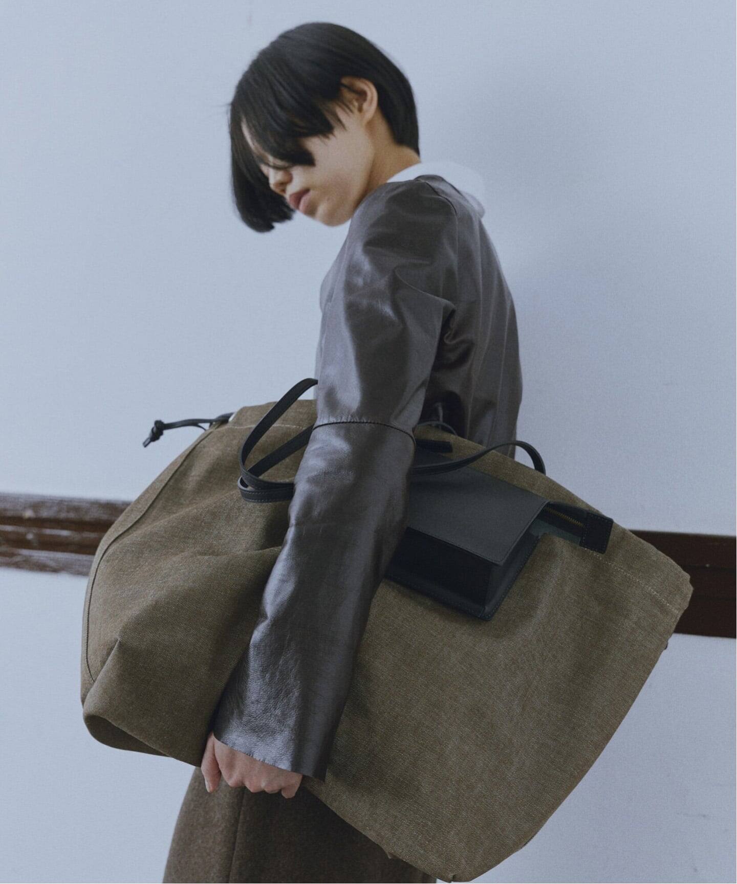 【新品未使用】　MARROW ブラウン ショルダーバッグ トート（保存袋）付き MARROW FABRIC BIG TOTE（ショルダーバッグ）｜BOICE FROM BAYCREW'S