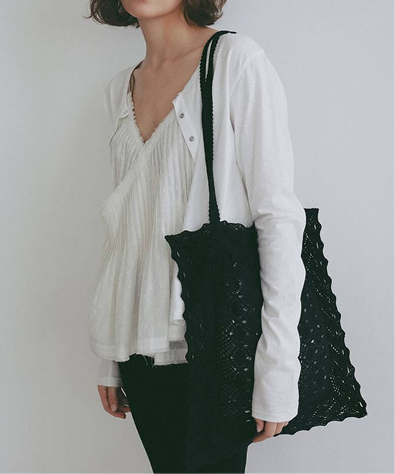 ETRE TOKYO クロシェレーストートバッグ（トートバッグ）｜BOICE FROM 【新品】エトレトウキョウ クロシェ編み トートバッグ ブラック