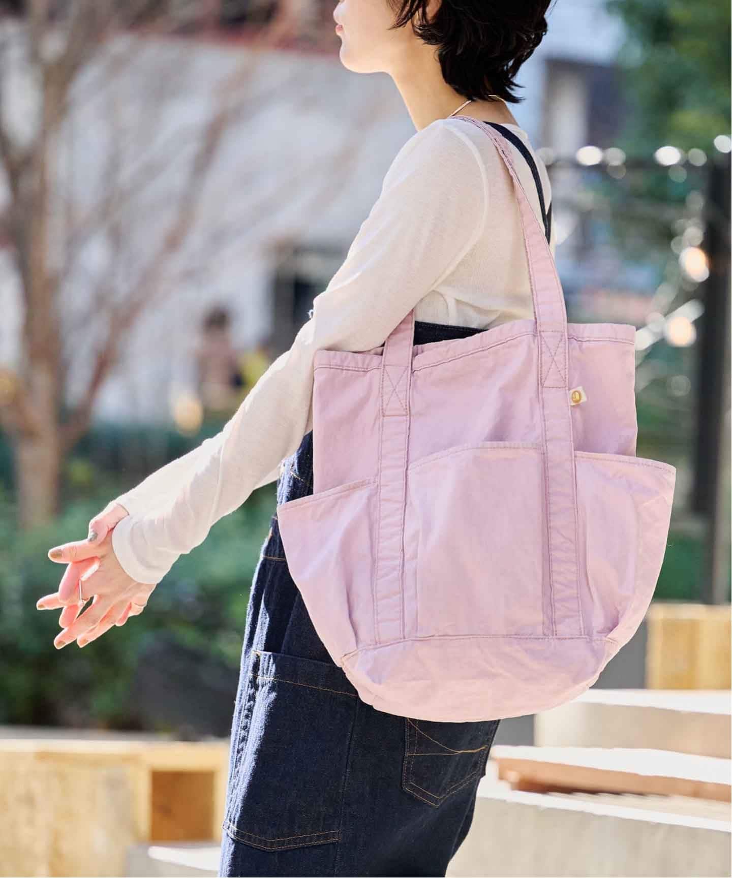 MASTER&Co. 別注TOTE キャンバス　トートバッグ　パープル×ベージュ 追加》MASTER&Co. 別注 TOTE BAGマルチポケット（トートバッグ