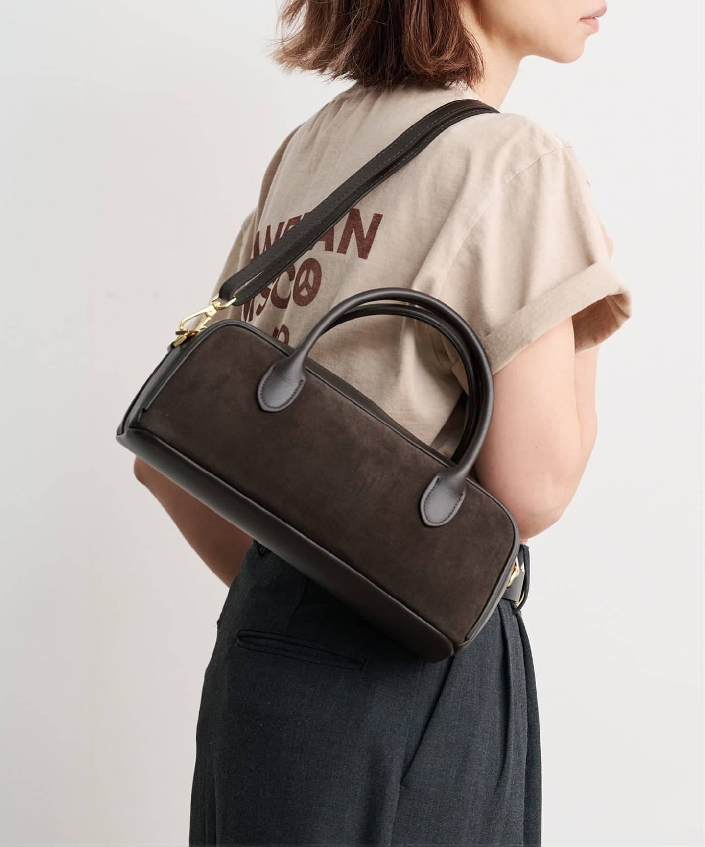 追加】AULENTTI スエード*レザーミニBAG（ボストンバッグ）｜BOICE