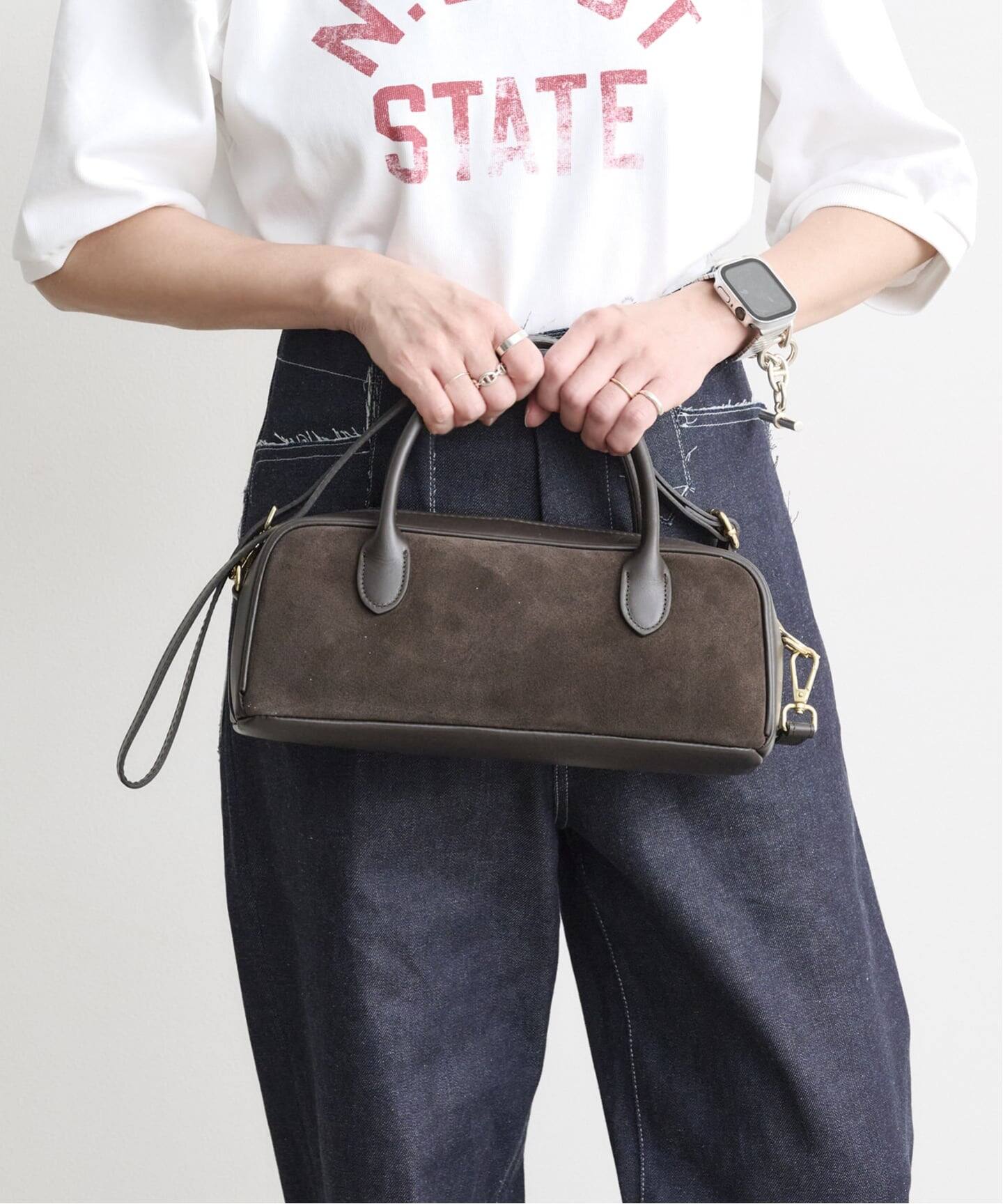 追加】AULENTTI スエード*レザーミニBAG（ボストンバッグ）｜BOICE