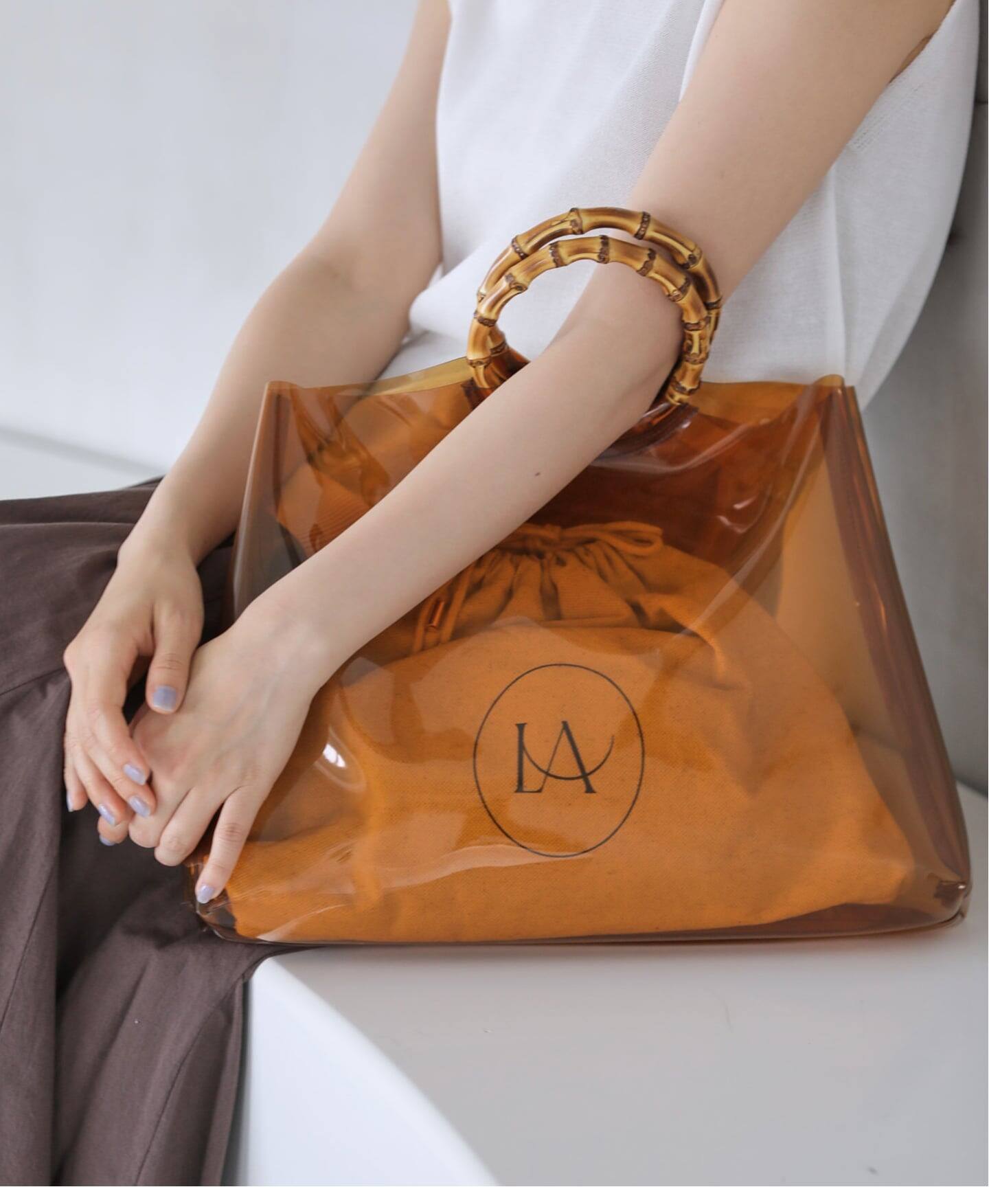 La Totalite バンブーハンドル PVC バッグ（ハンドバッグ）｜La 