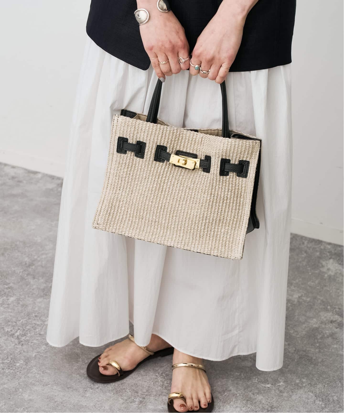 別注 / 予約》VIOLAd'ORO イタリアンラフィアシートトートバッグM