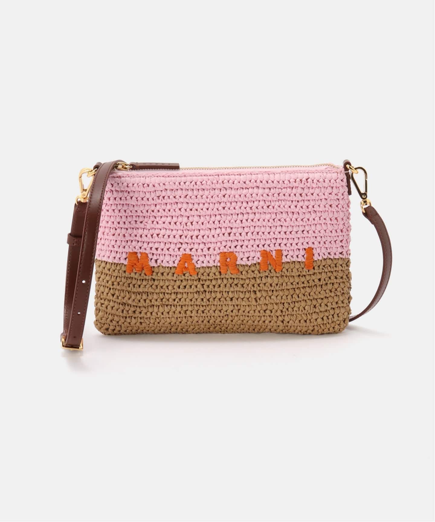 即日発送　MARNI ショルダーバッグ マルチカラー　ピンク 一部店舗+WEB限定》MARNI/マルニ FLAT POCHETTE（ショルダーバッグ