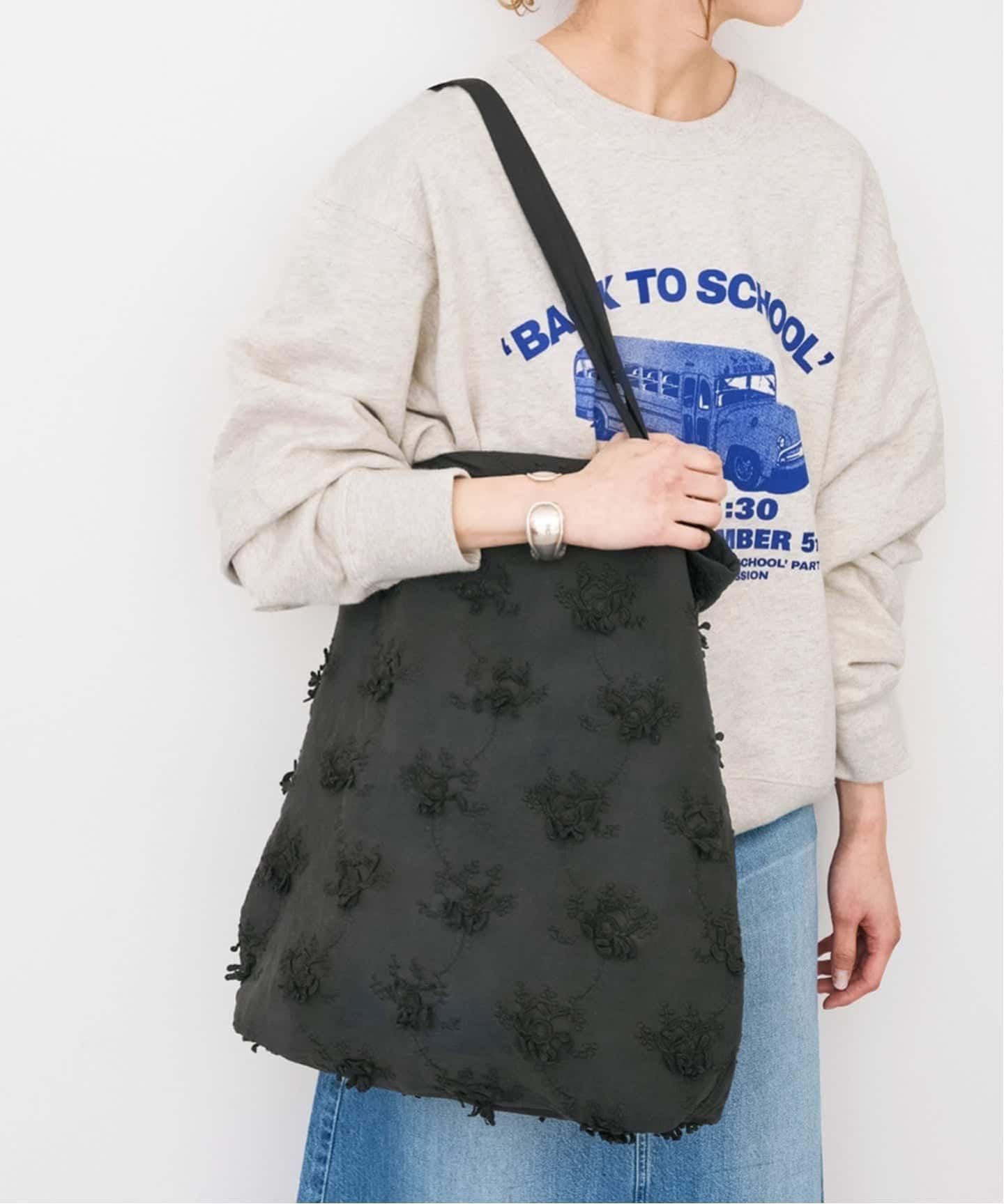 新色有り別注 / 追加》crinkle crinkle crinkle 3D embroidery TOTE*Re