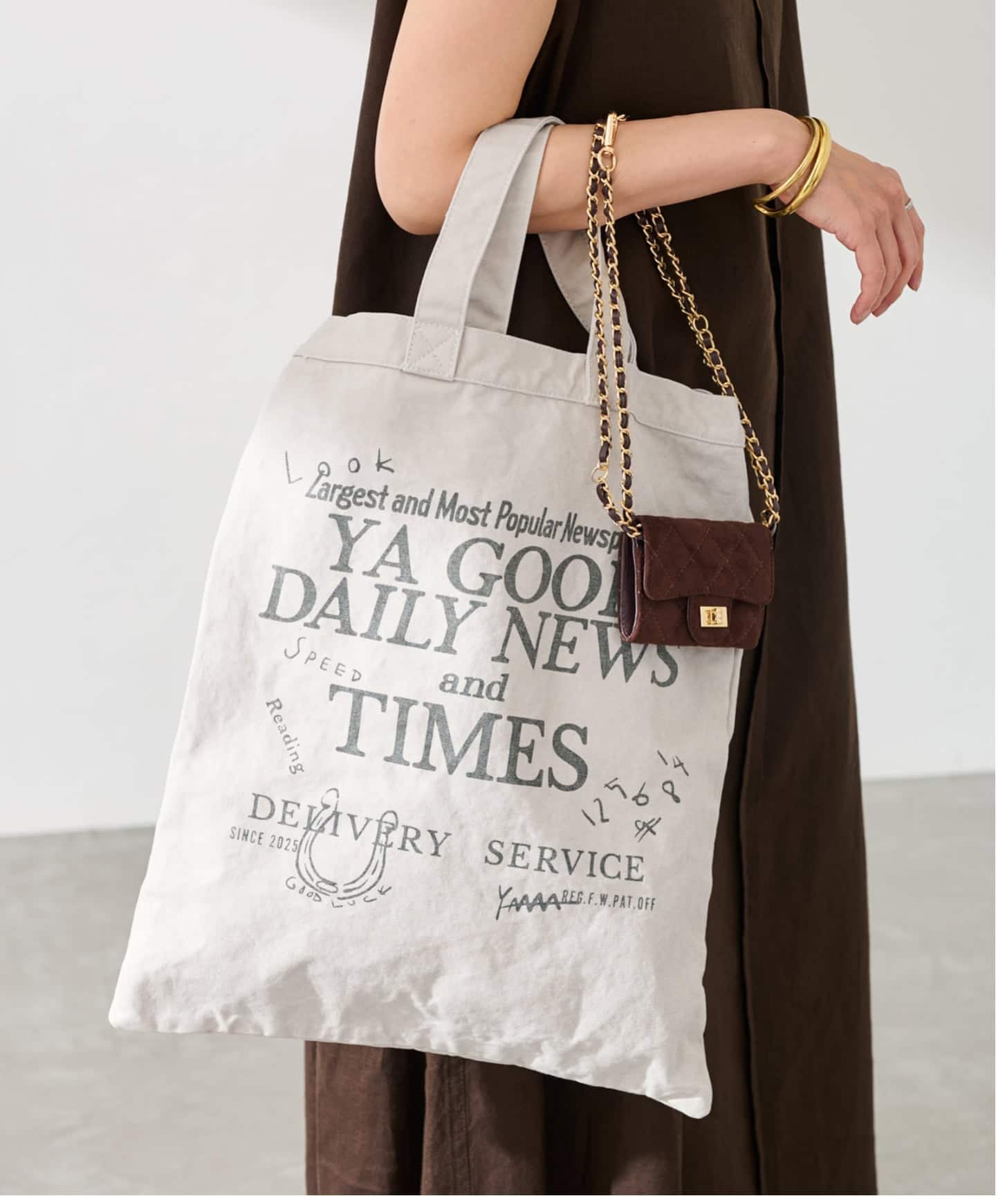 【本日限定】YA GOOD IDEAS キャンバストートバッグ チャーム ≪WEB限定 / 追加≫YA GOOD IDEAS YA GOOD DAILY NEWS TIMES T（トート