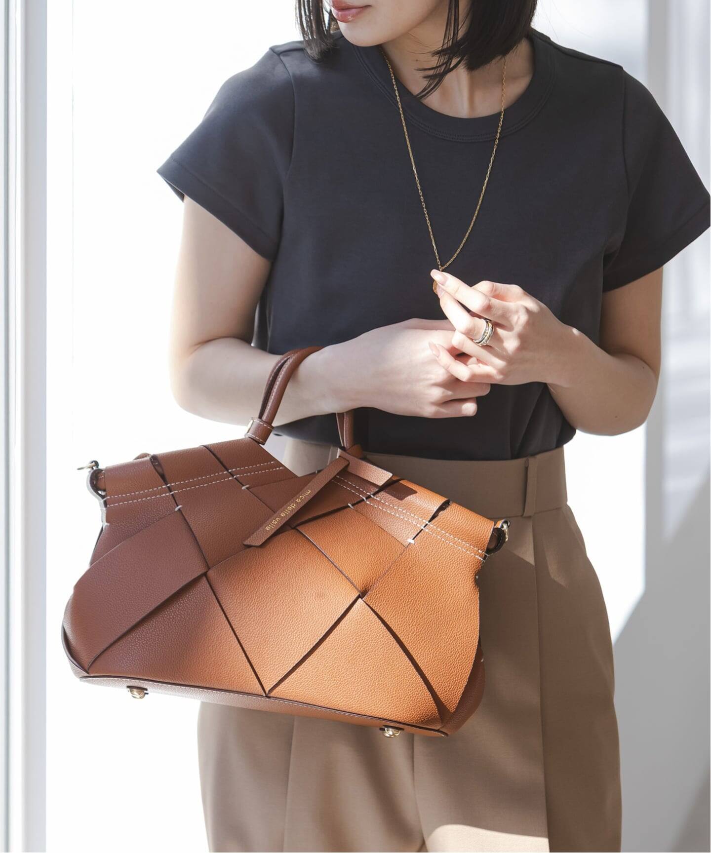 WEB限定追加2》mica della valle Romana レザーメッシュバッグ