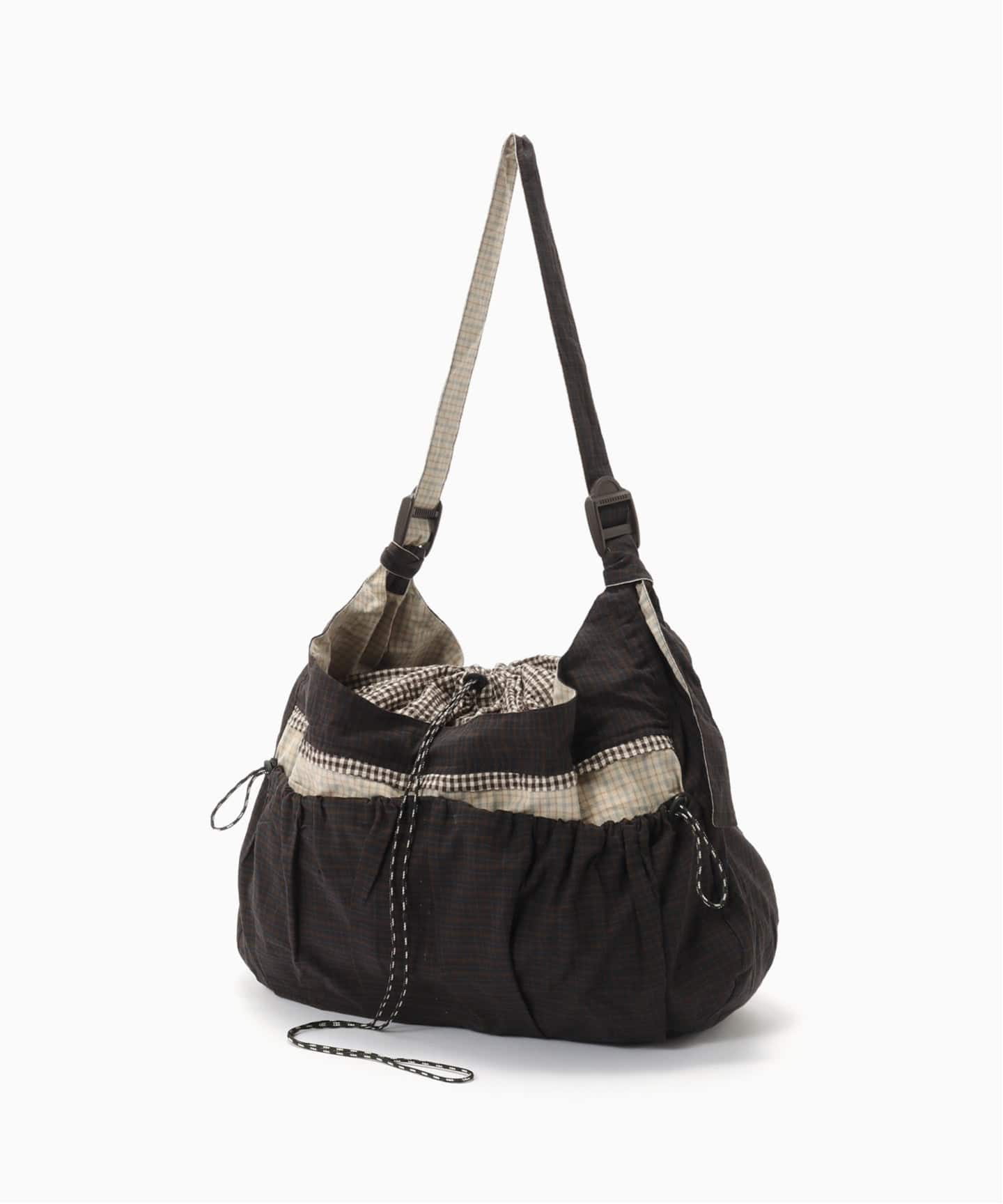 This Uniform / ディス ユニフォーム BROWN CHECK LARGE SLING BAG