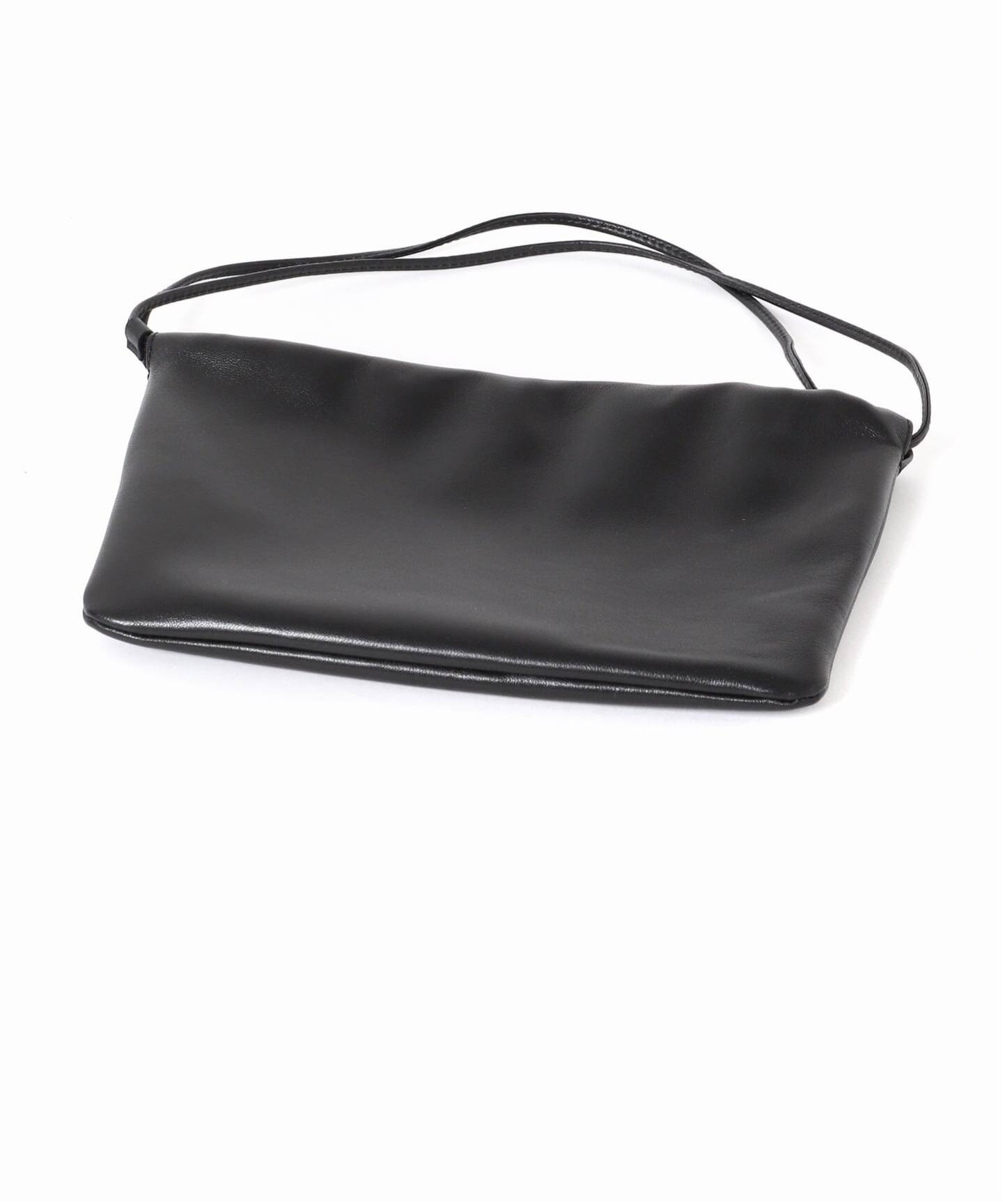 NOTHING WRITTEN ブラックレザーポーチ NOTHING WRITTEN/ナッシングリトゥン】NELLA STRAP BAG：バッグ