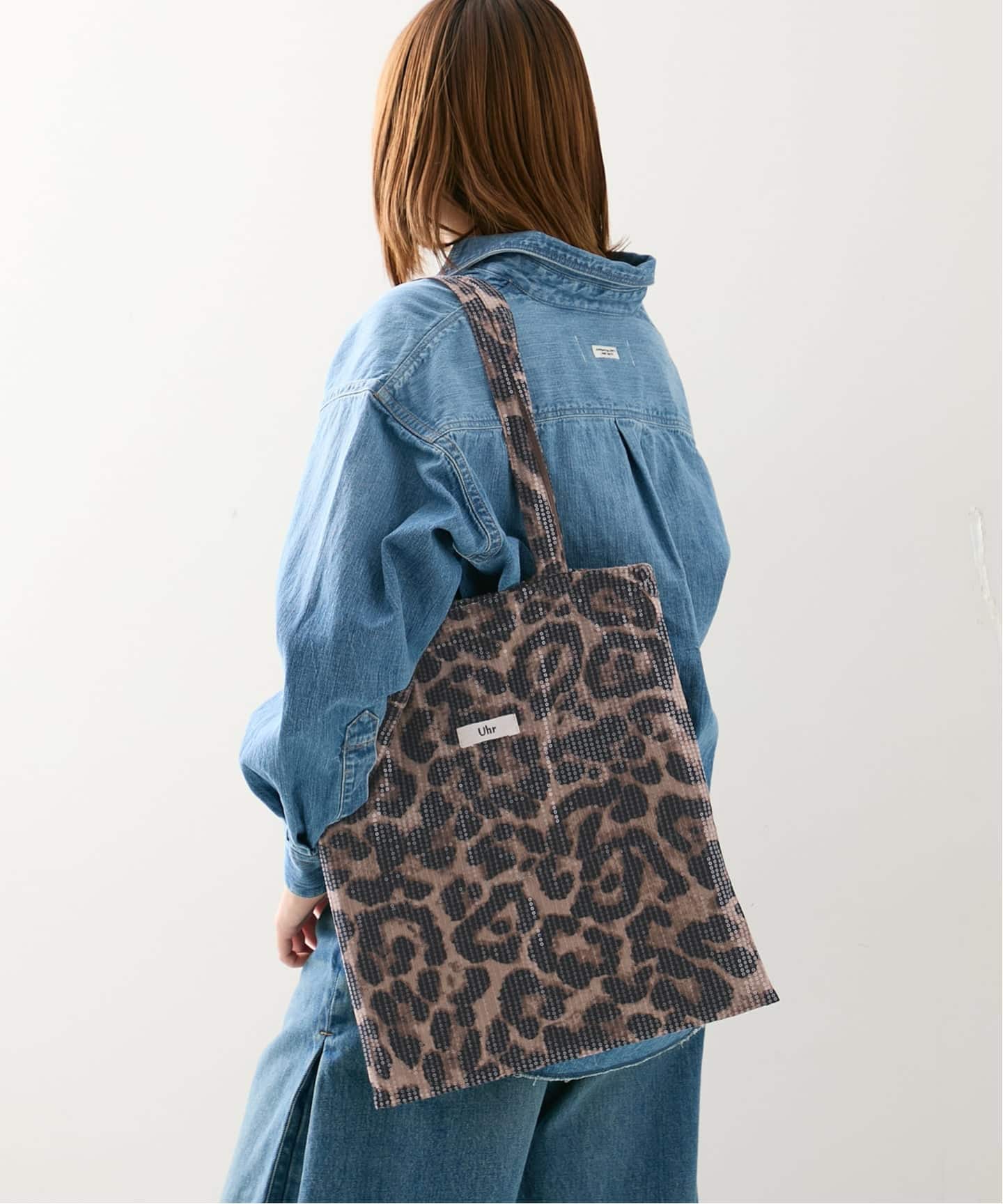 別注【Uhr/ウーア】FRIENDSHIPLeopard SpangleTote：トートバッグ