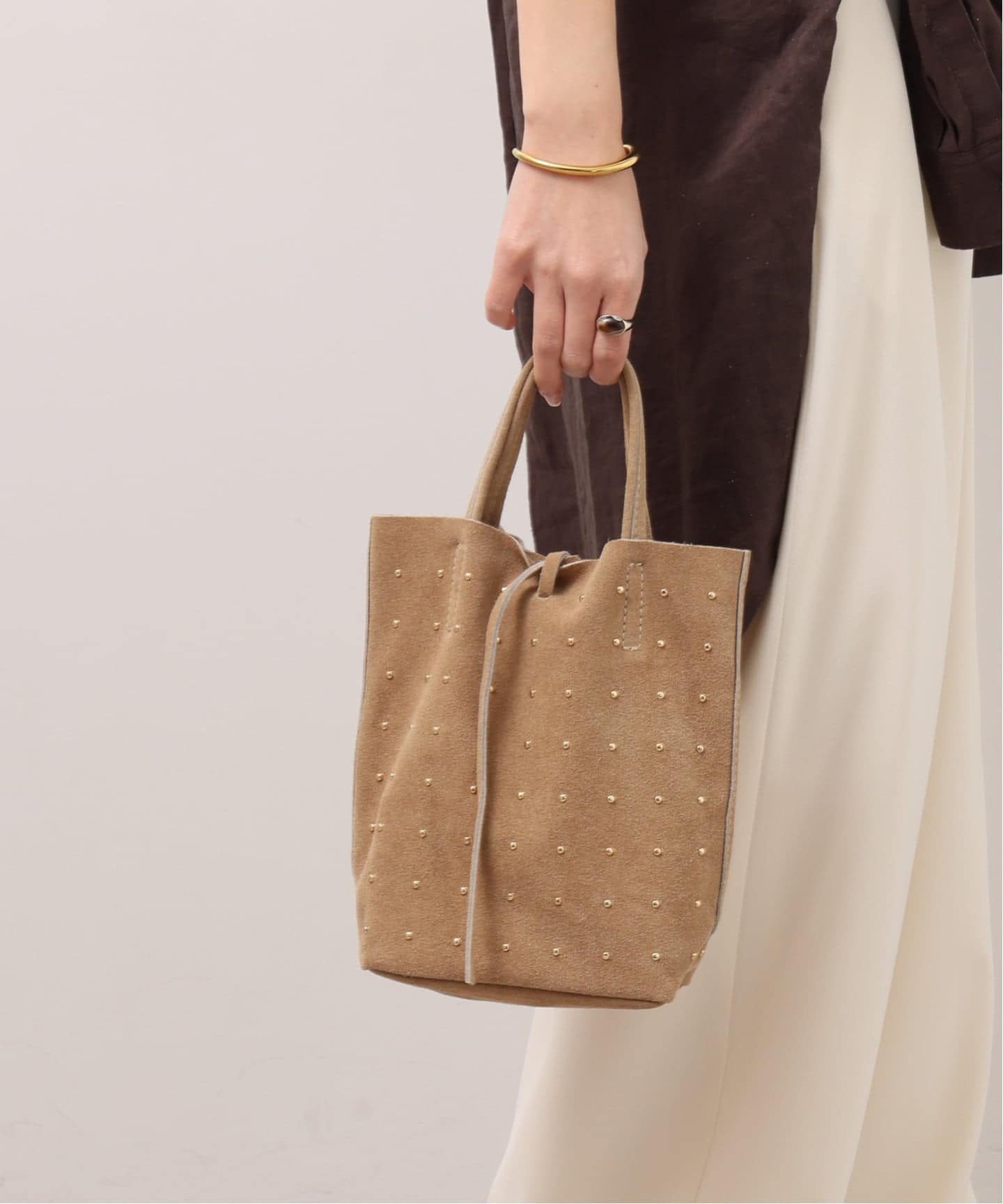 MARLON FIRENZE/マルロン】SHOPPER MINI STUDS SUEDE（トートバッグ