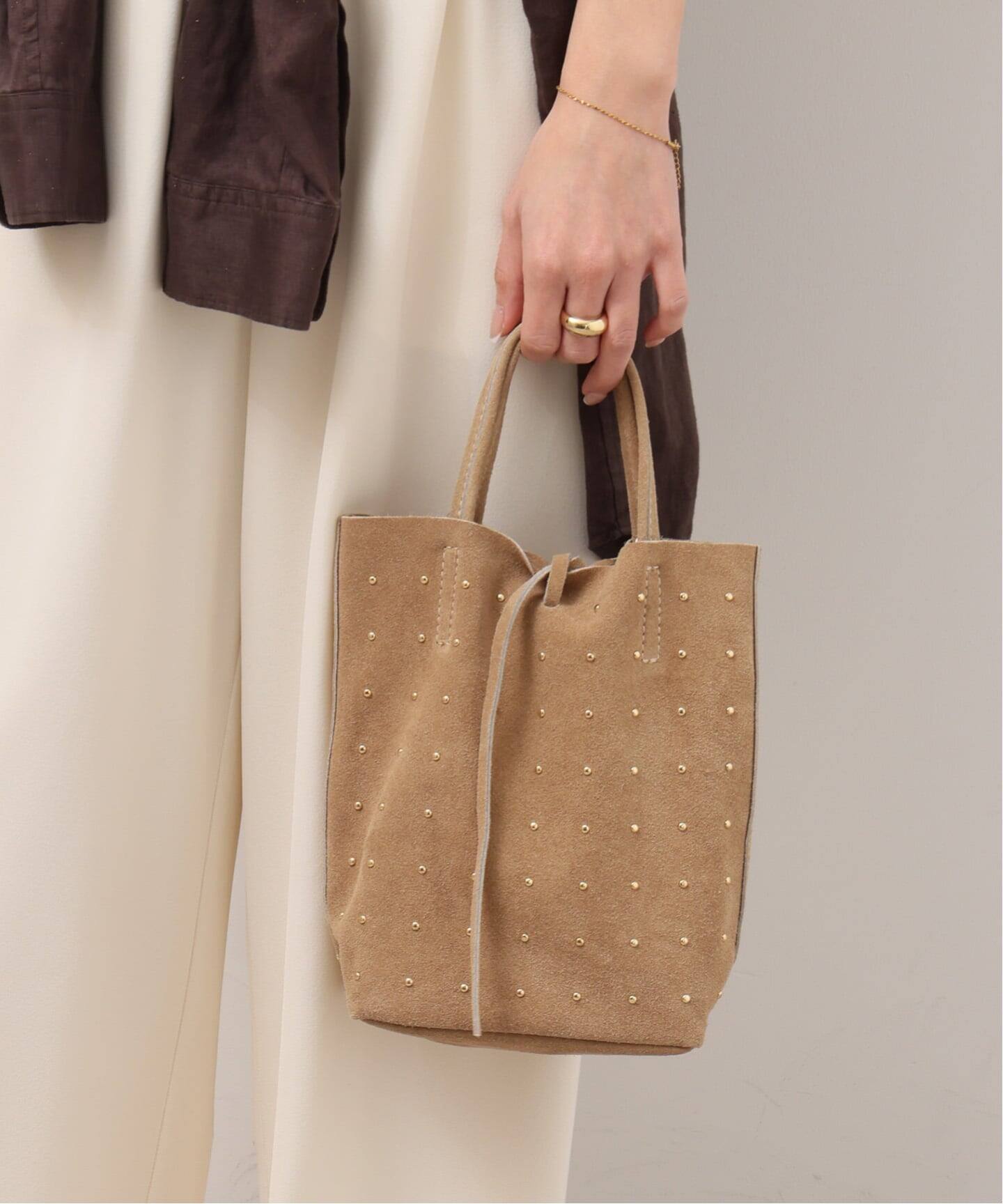 MARLON FIRENZE/マルロン】SHOPPER MINI STUDS SUEDE（トートバッグ 