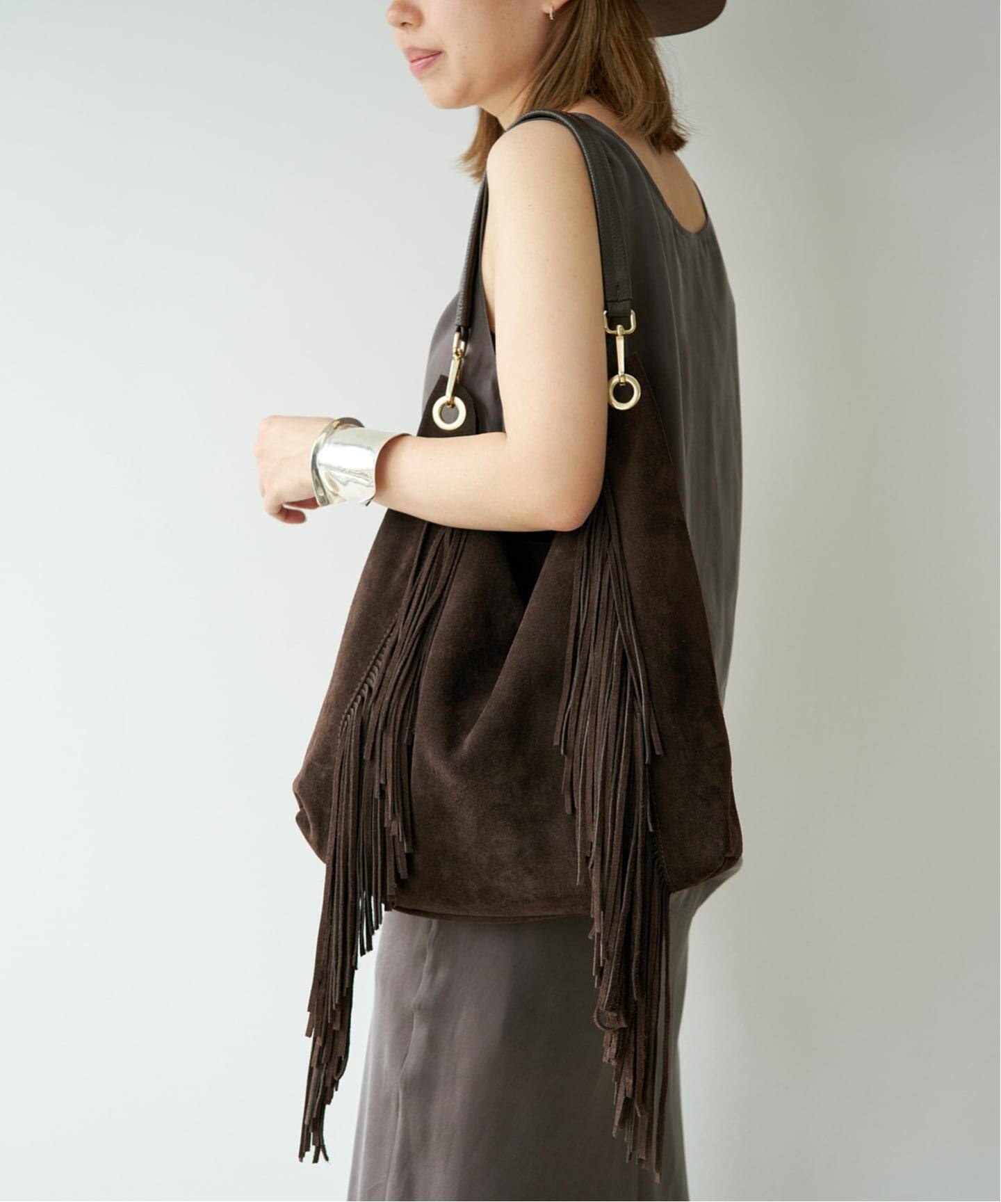 M*U様 DeuxiemeClass MUSE＊2WAYベージュ フリンジポンチ AULENTTI/オウレンティ】FRINGE BAG（トートバッグ）｜Deuxieme Classe