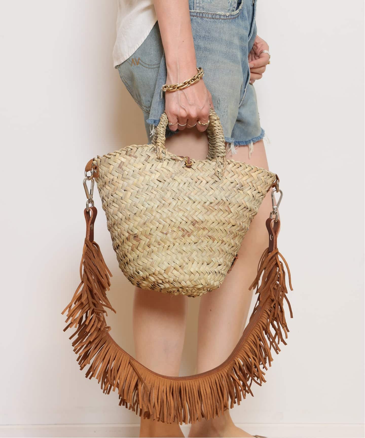 MICAELA SPADONI/ミカエラスパドーニ】SUEDE FRINGE BASKET(S)（かご